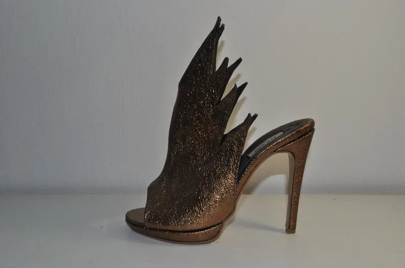 “Designer Women’s Handmade Leather High Heel Sandals – Sophisticated Evening Heels”