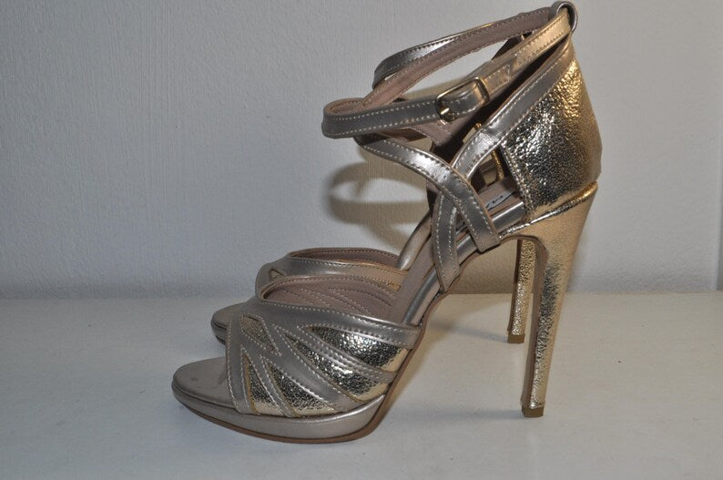 *“Women’s Gold High Heel Sandals – Stylish Luxury Evening Shoes”