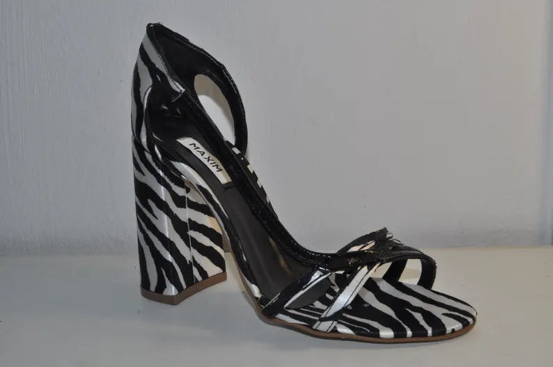 Chic Zebra Print Chunky Heels: Women’s Statement Sandals
