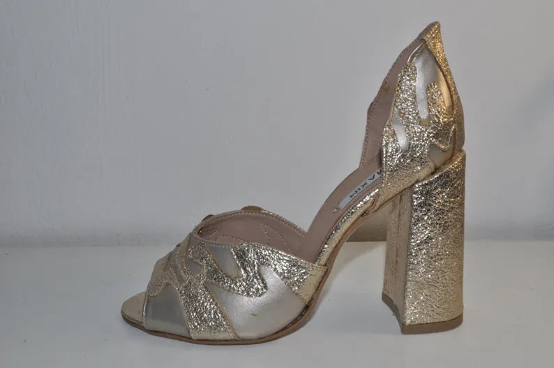 Gold Chunky Heel Luxury Sandals – Evening High Heels for Women