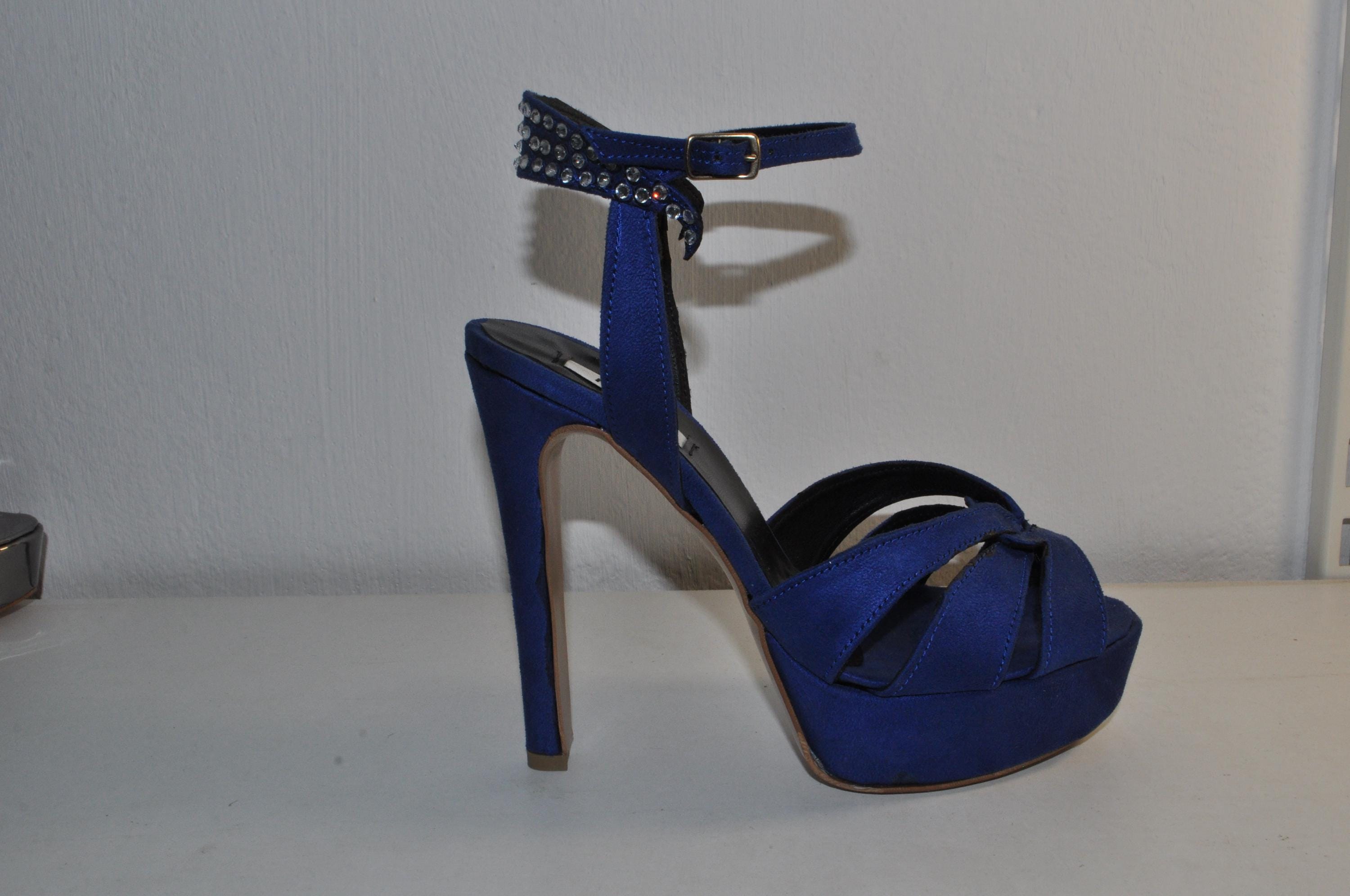 Women’s Blue Rhinestone High Heels: Elegant Evening Wedding Sandals