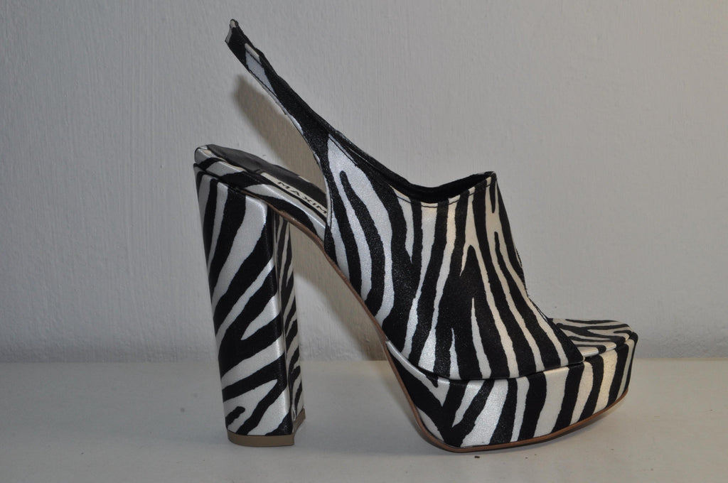 “Designer Women’s Zebra Print Chunky Heel Sandals – Handmade Leather Shoes”