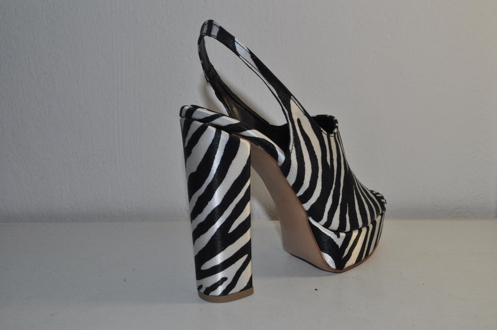 “Designer Women’s Zebra Print Chunky Heel Sandals – Handmade Leather Shoes”