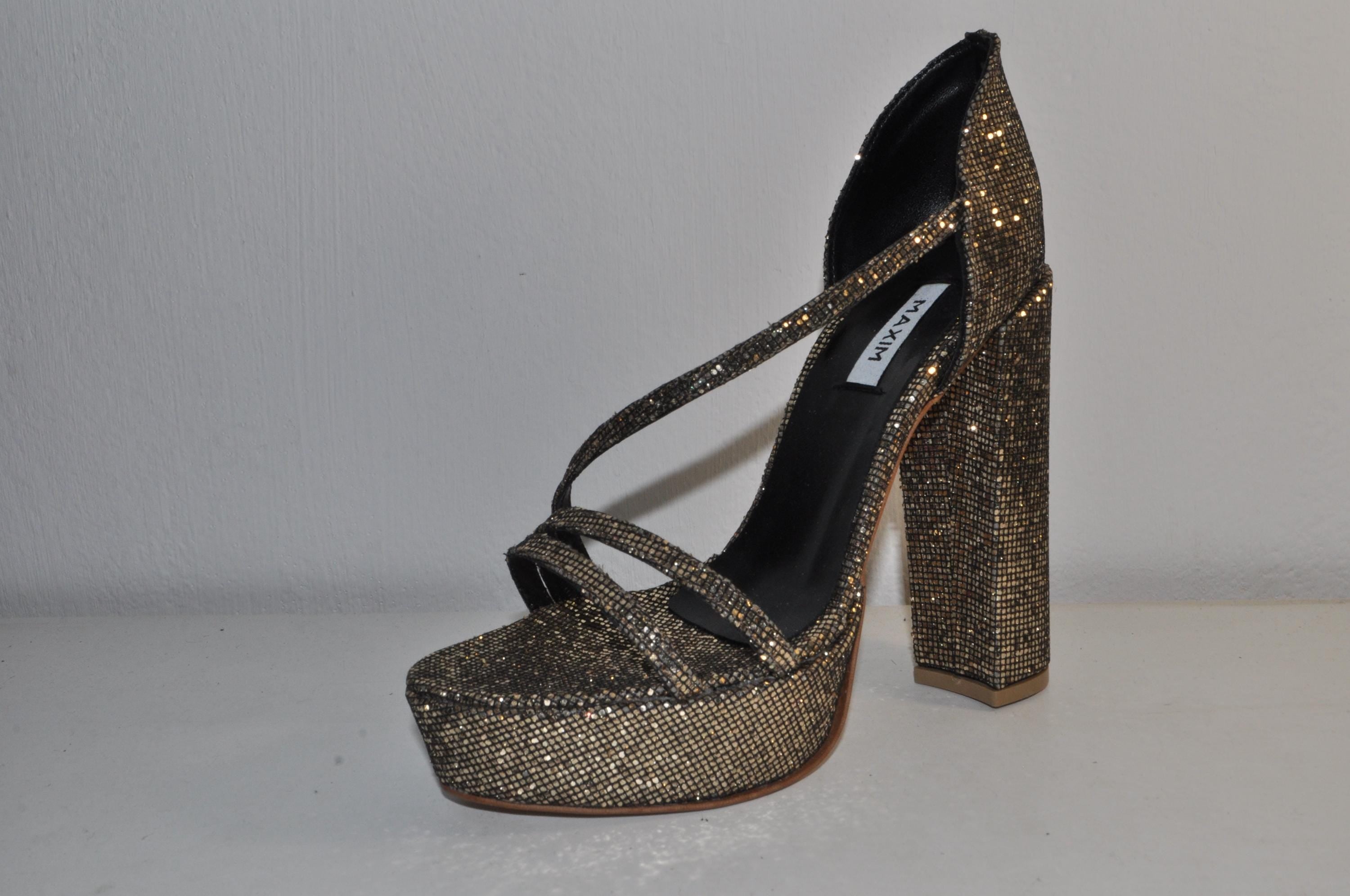 “Luxury Women’s Olivia Gold Chunky Heel Sandals – Handmade Elegant Evening Heels”