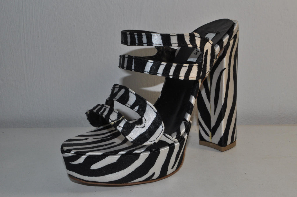 “Designer Women’s Zebra Print Chunky Heel Sandals – Handmade Leather Shoes”
