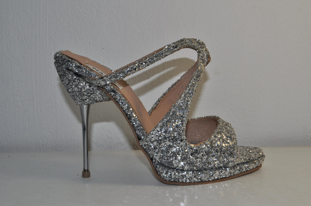 Silver Glitter Stiletto Heels: Handmade Bridal Wedding Shoes