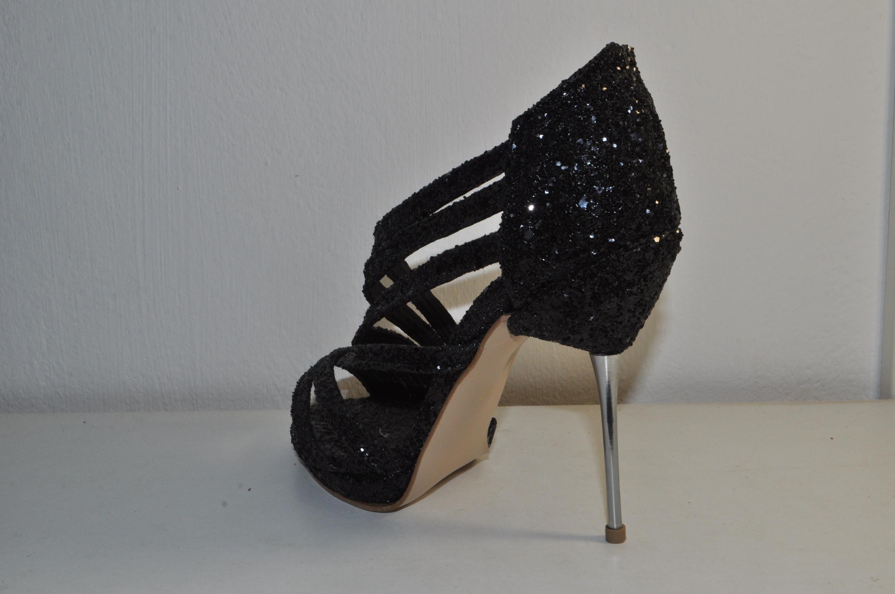 Women’s Black Glitter Stilettos: Designer Evening Shoes