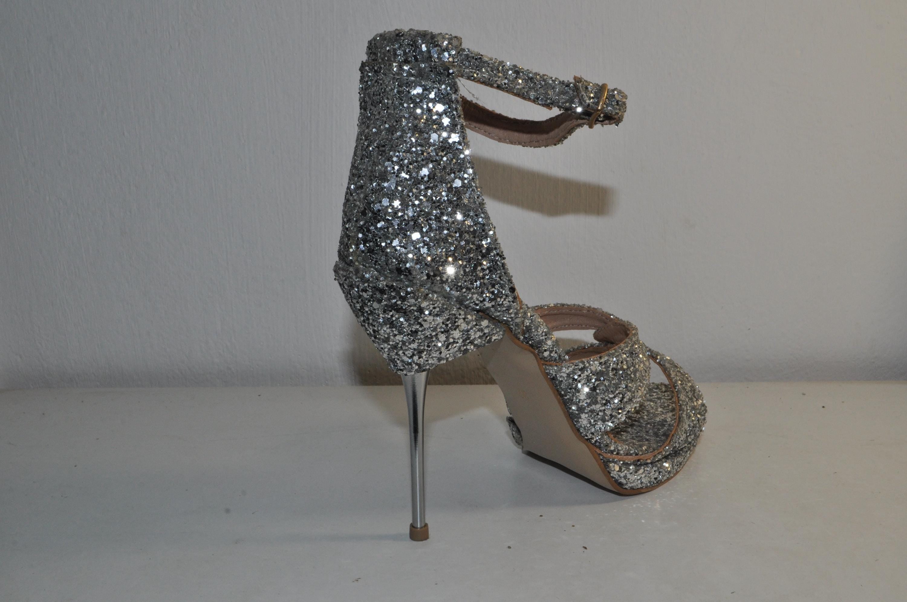 Silver Glitter Handmade Stilettos: Elegant Bridal Shoes