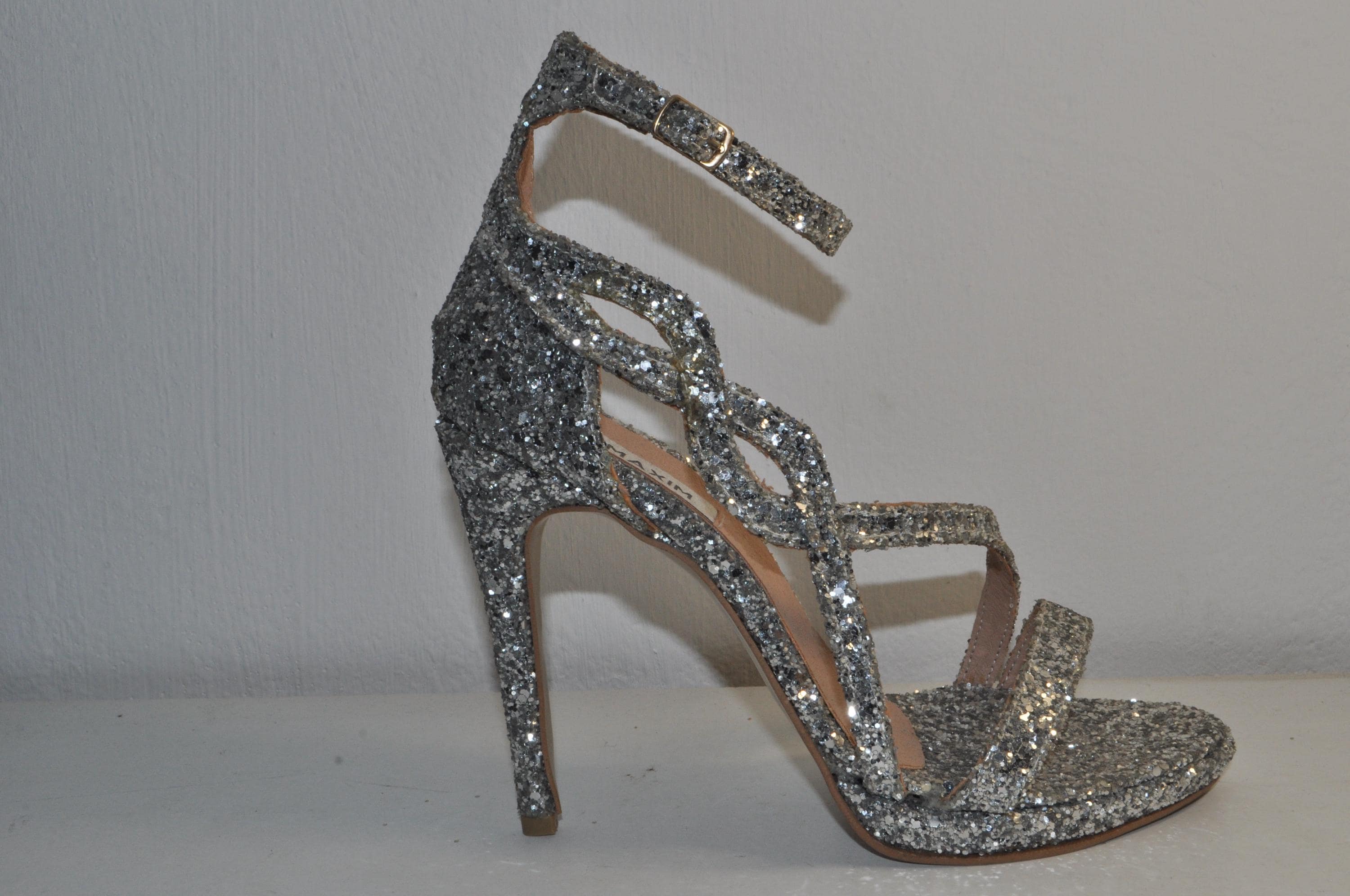 Silver Glitter Handmade Sandals – Elegant Evening High Heels