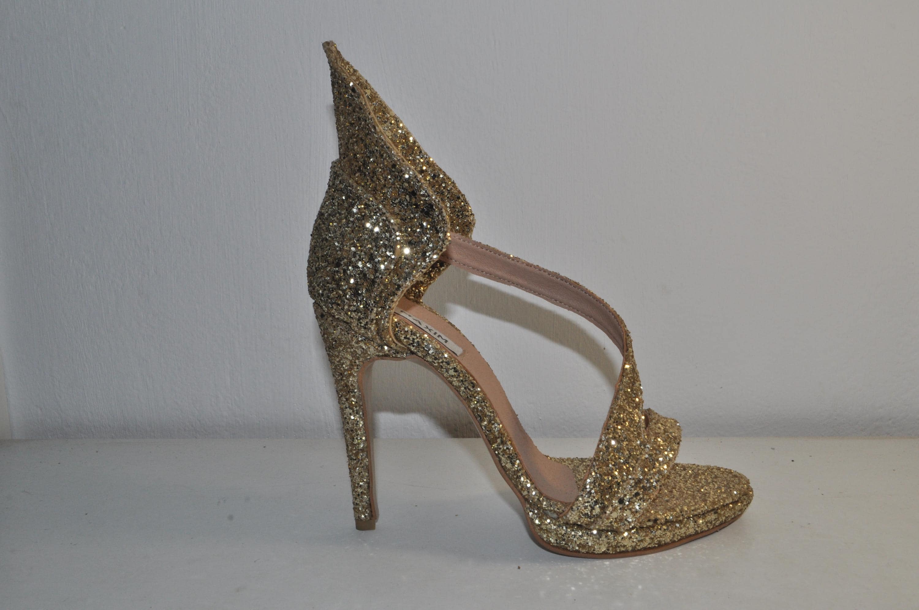 Gold Glitter Luxury Sandals – Handmade High Heel Evening Shoes