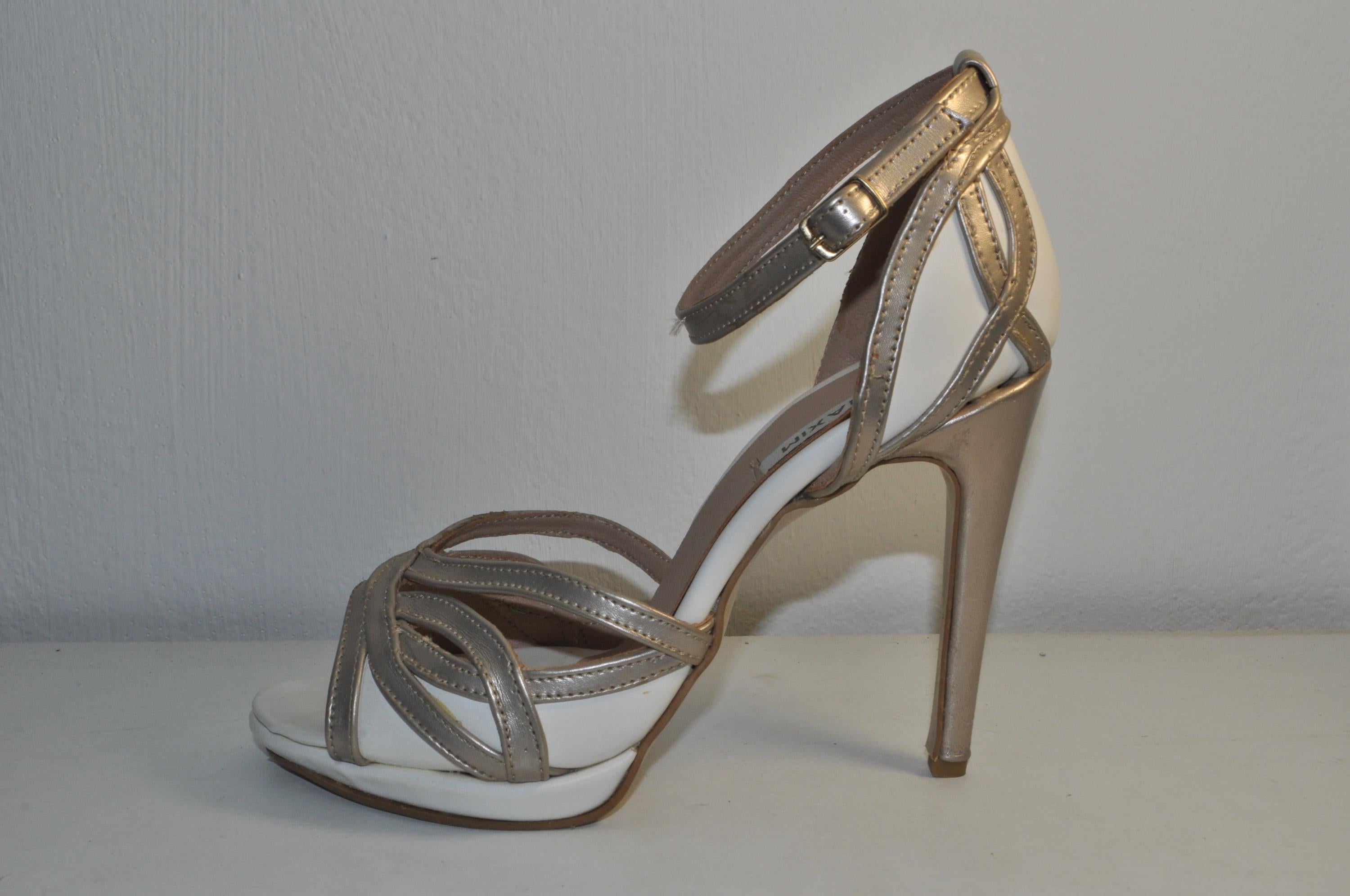 “Luxury Women’s White Handmade Leather High Heel Sandals – Elegant Evening Heels”