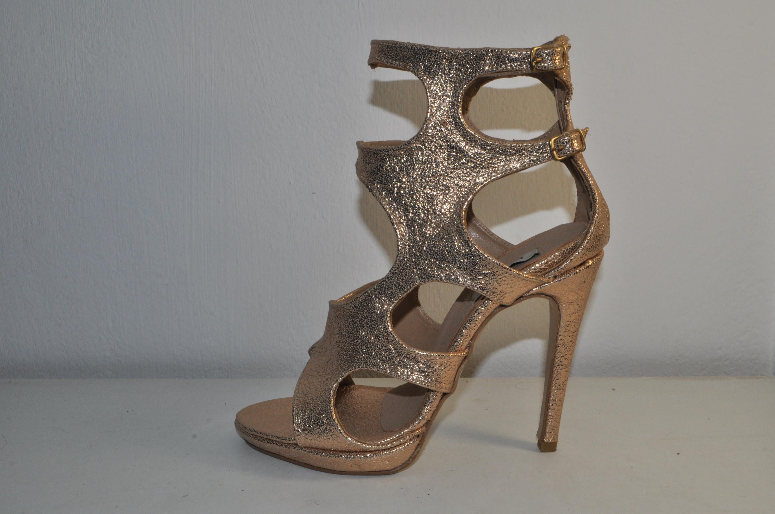 *“Women’s Designer Gold High Heel Sandals – Stylish Luxury Evening Shoes”