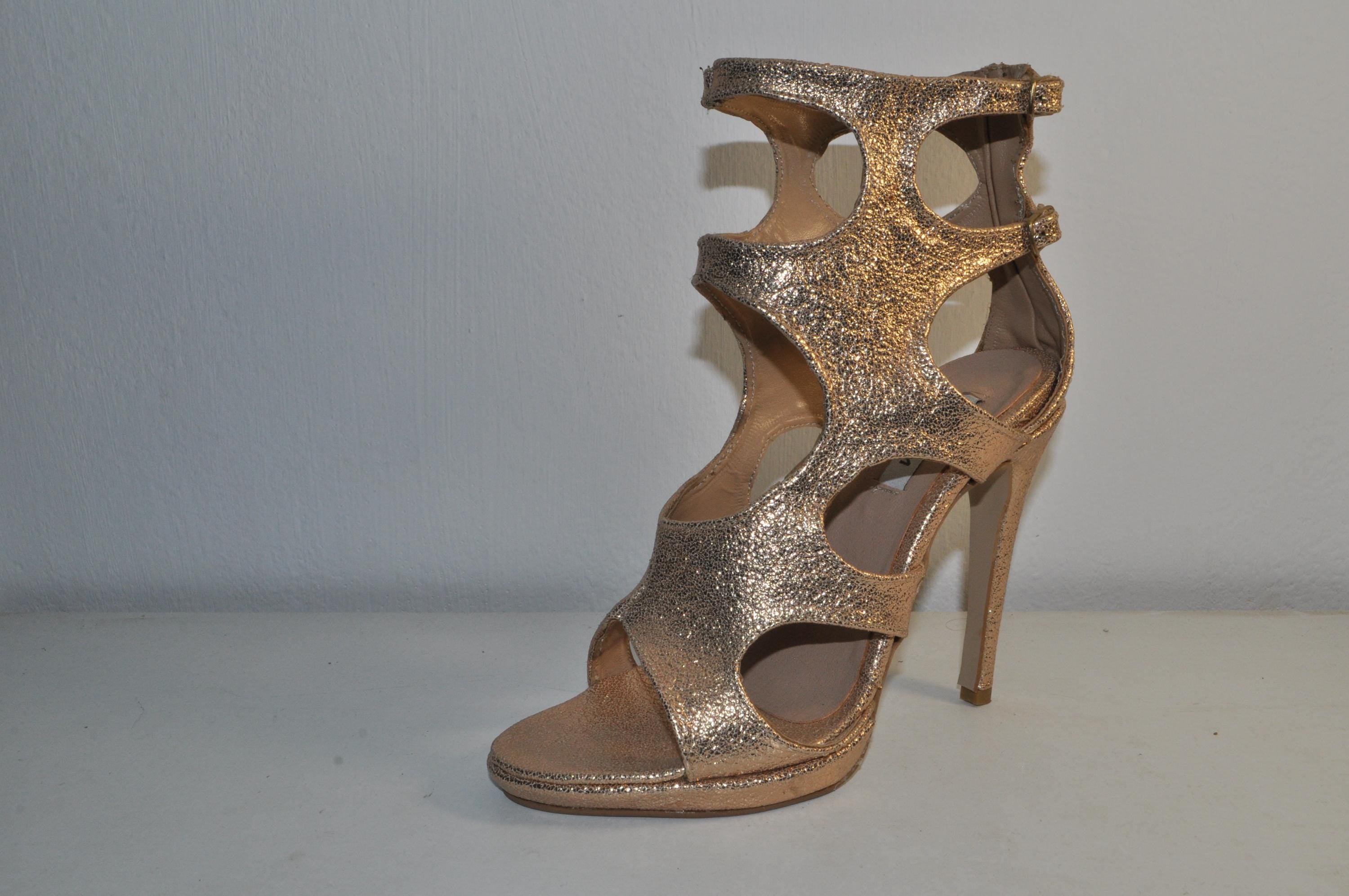 *“Women’s Designer Gold High Heel Sandals – Stylish Luxury Evening Shoes”