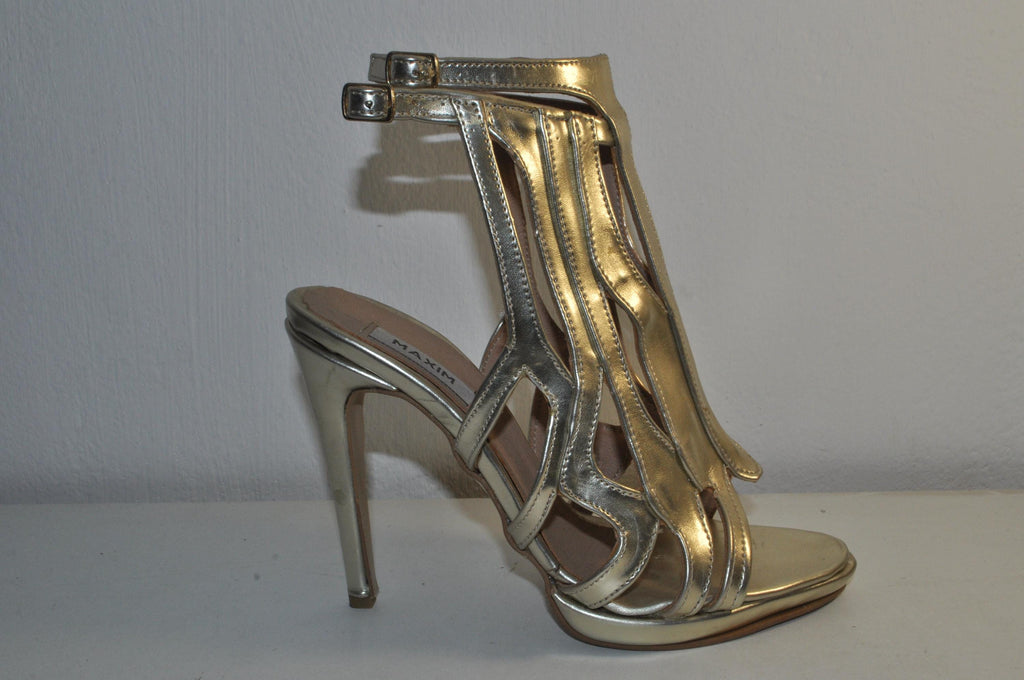 “Designer Women’s Gold High Heel Sandals – Sophisticated Evening Heels”