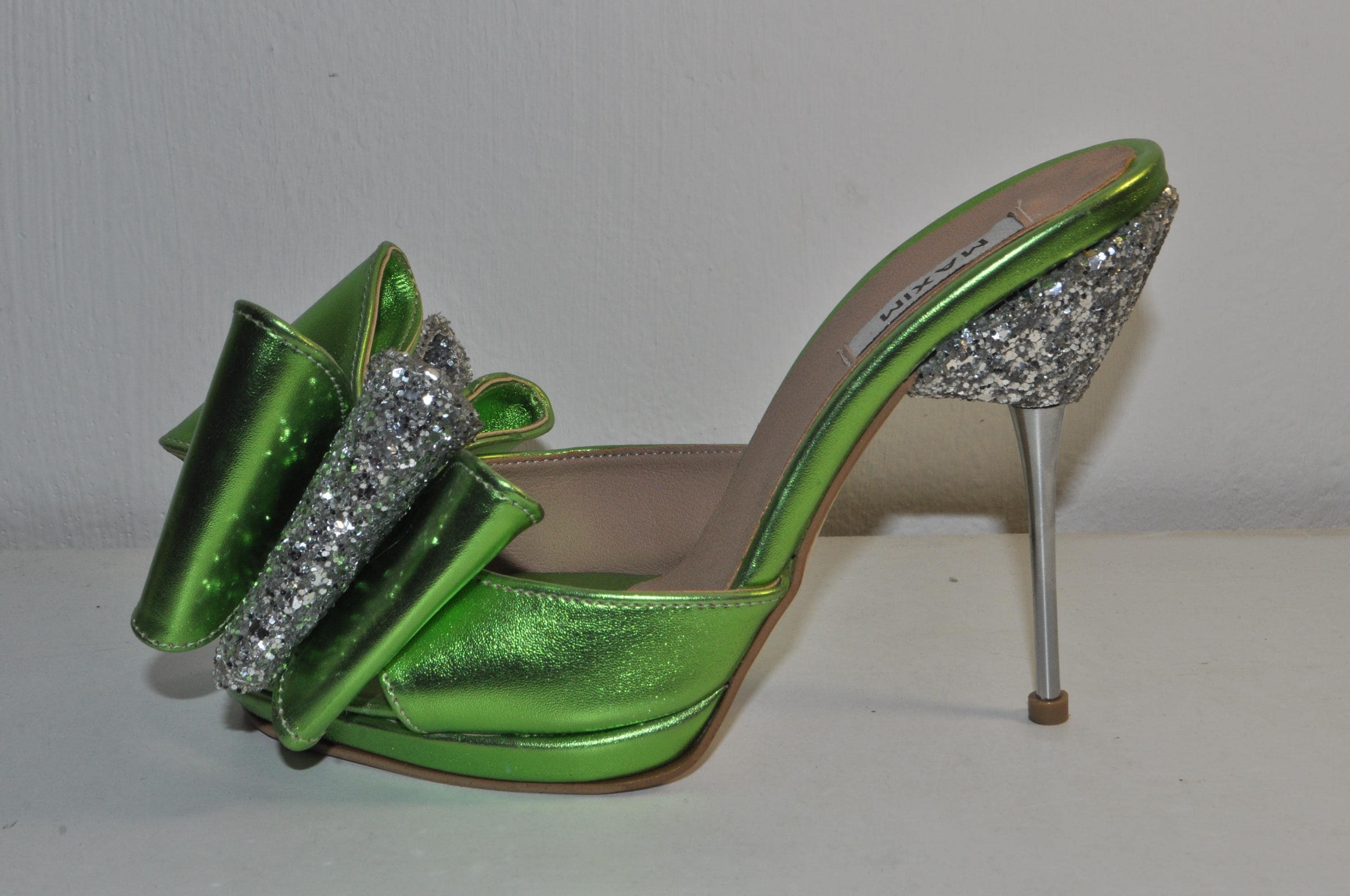 Chunky Green High Heels – Gabriella Sandals with Bow Detail
