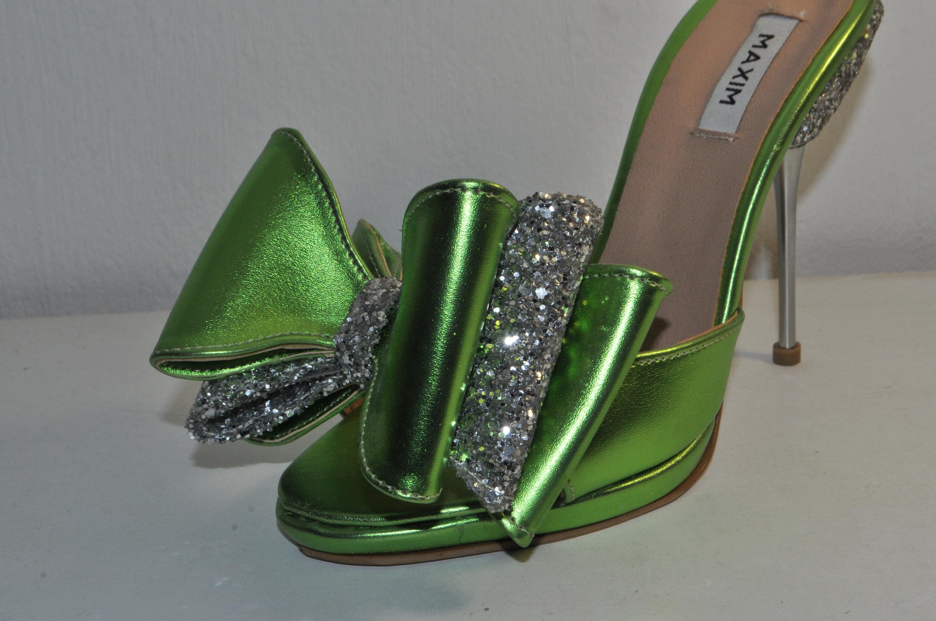 Chunky Green High Heels – Gabriella Sandals with Bow Detail