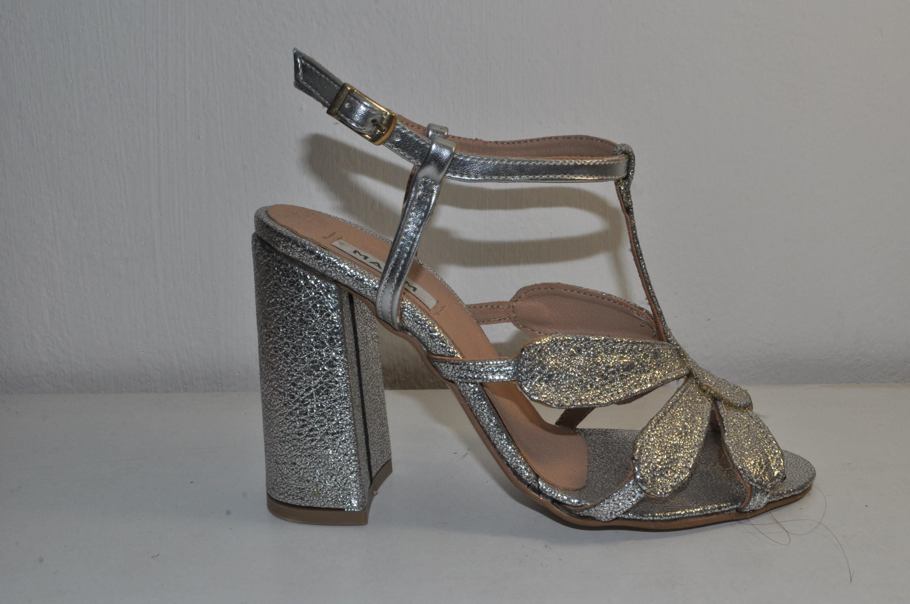 *“Women’s Silver Chunky Heel Sandals – Chic Luxury Evening Heels”