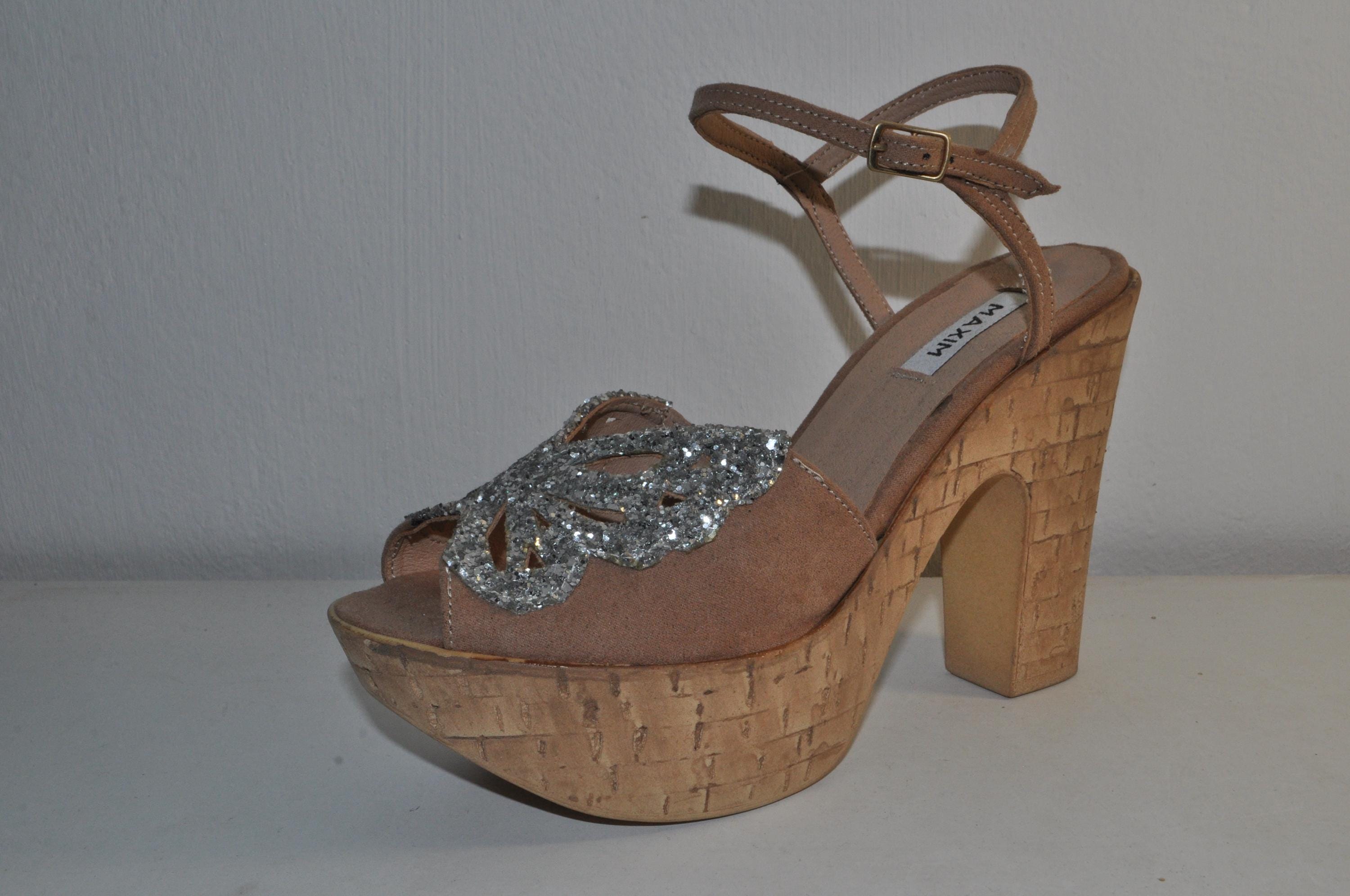 “Women’s Handmade Leather Platform Sandals – Elegant Evening Shoes”