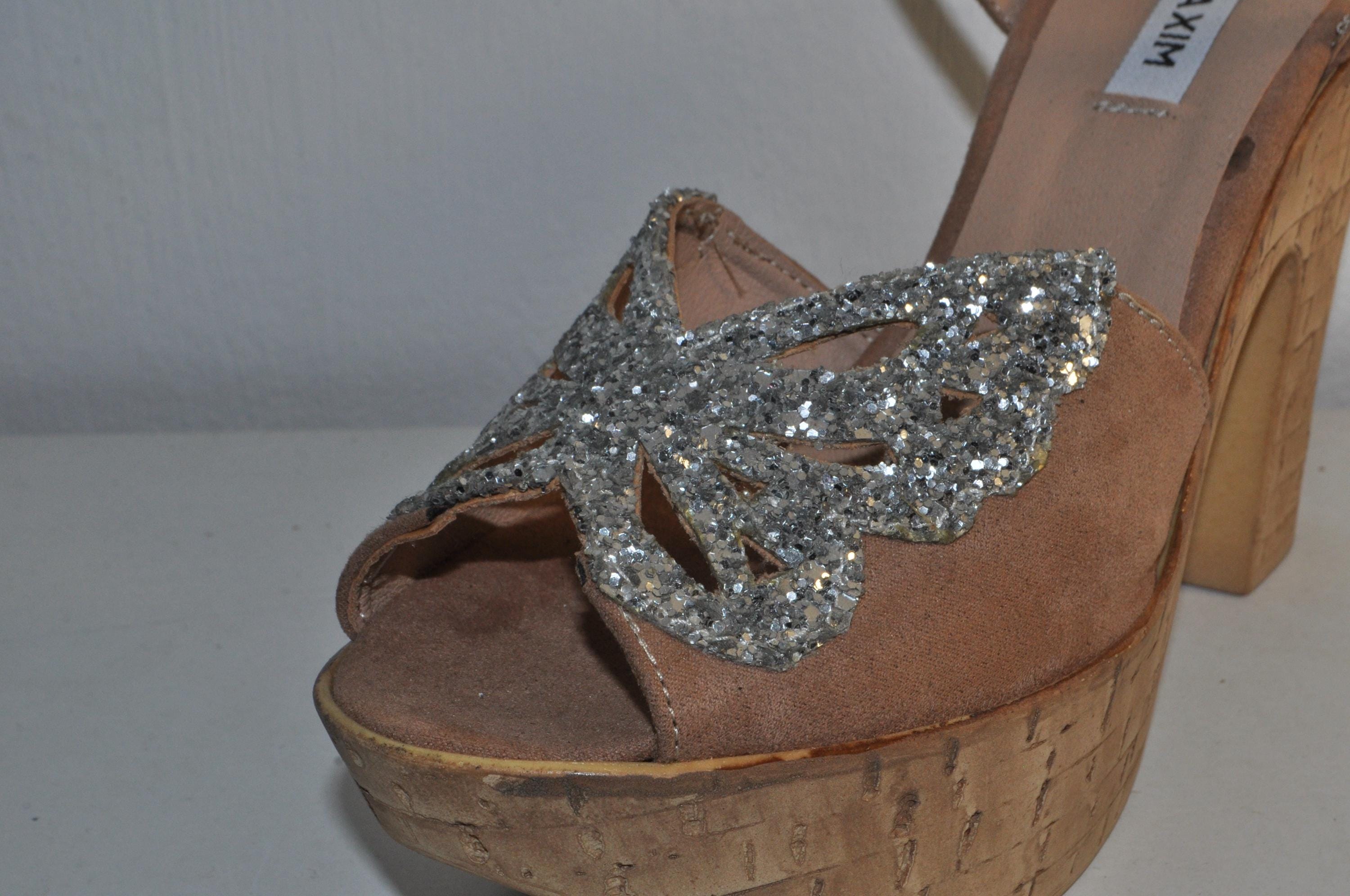 “Women’s Handmade Leather Platform Sandals – Elegant Evening Shoes”