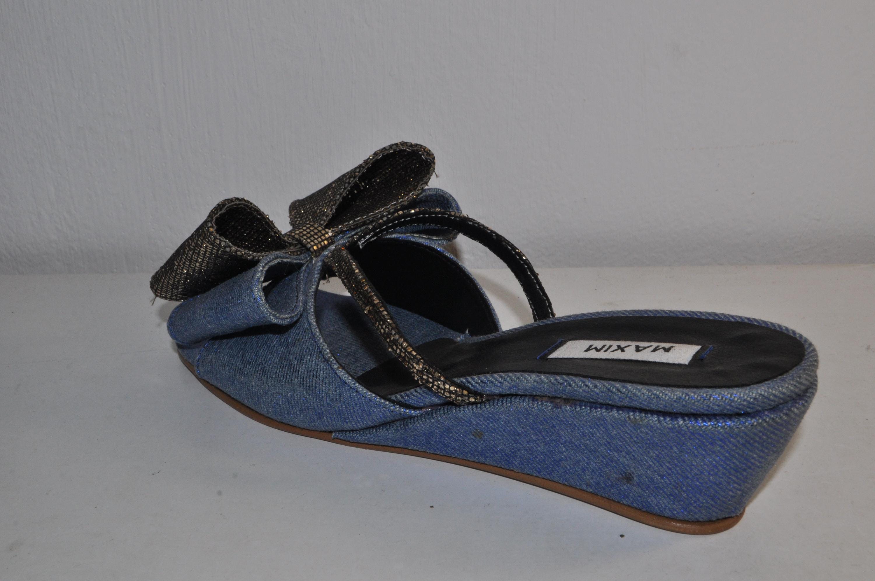 “Luxury Women’s Denim Chunky Heel Sandals – Trendy Evening Shoes”