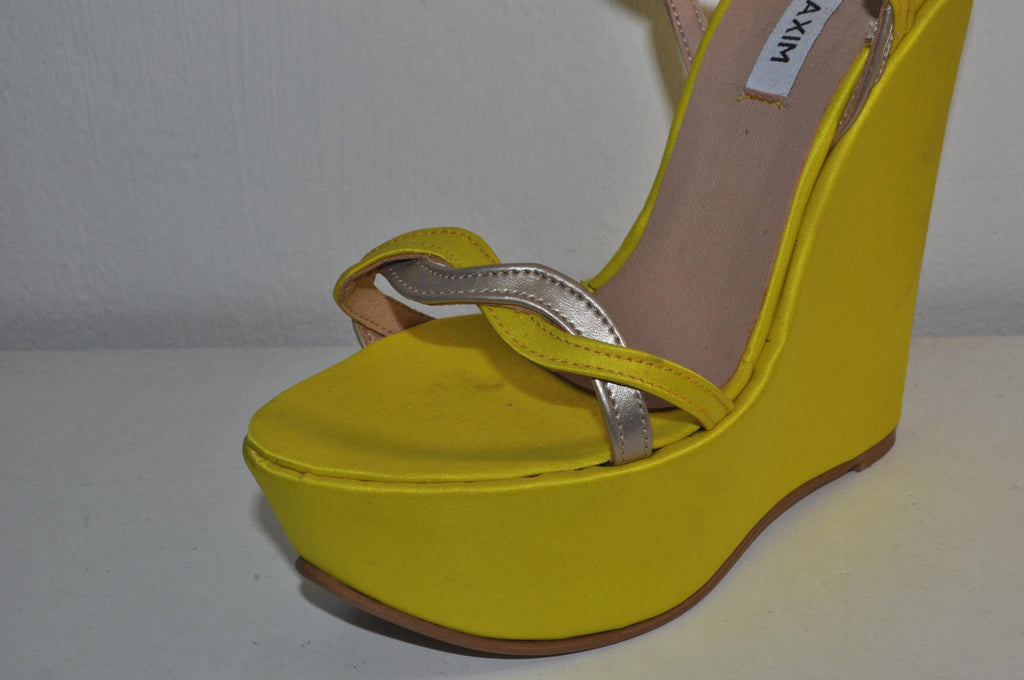 Yellow Leather Wedge Chunky Heels – Handmade Sandals