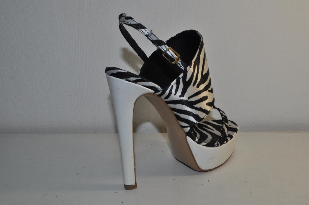 Chic Zebra Print Leather Heels: Women’s Evening Sandals