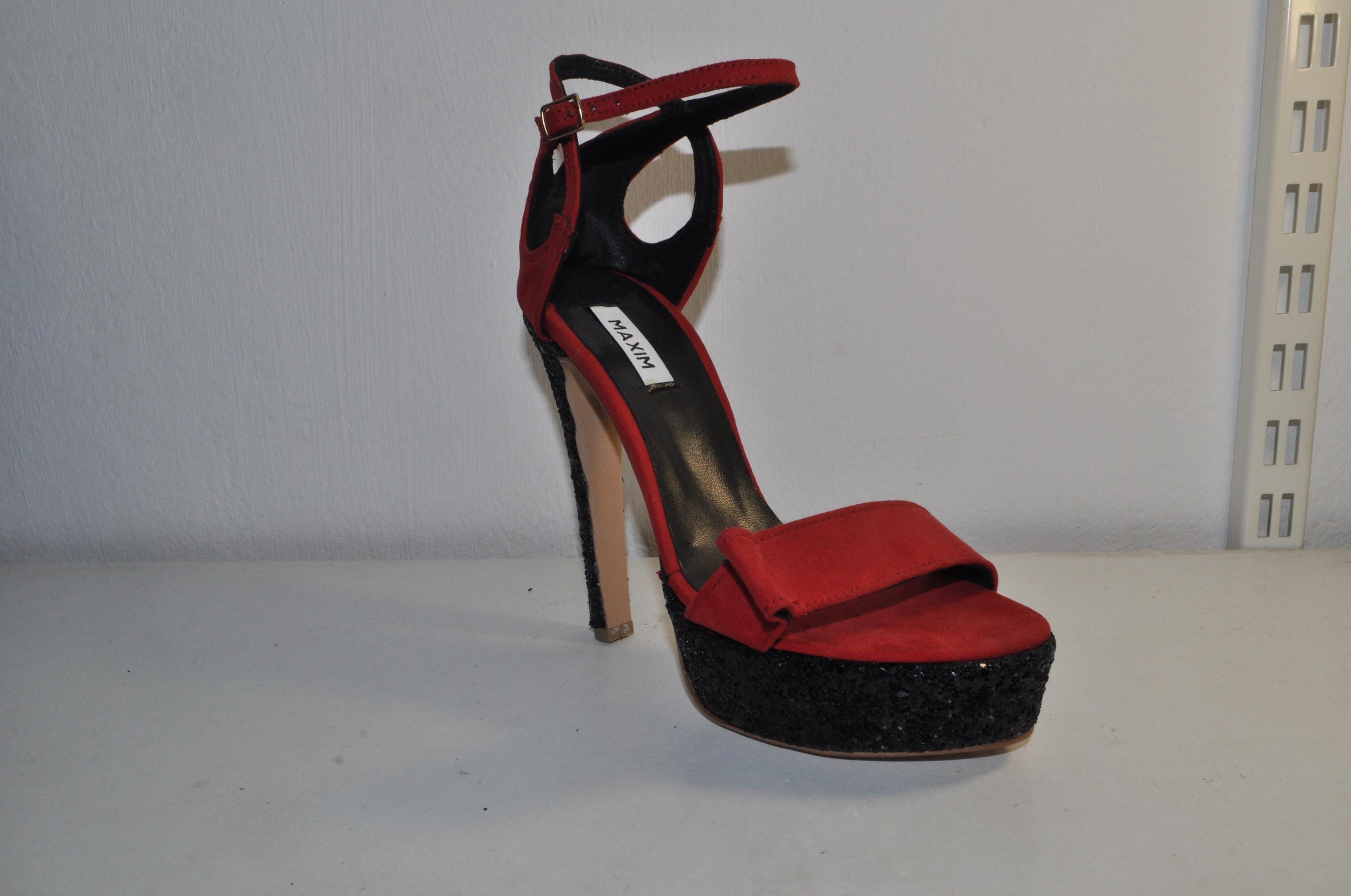 Red Evening Sandals: Handmade High Heels