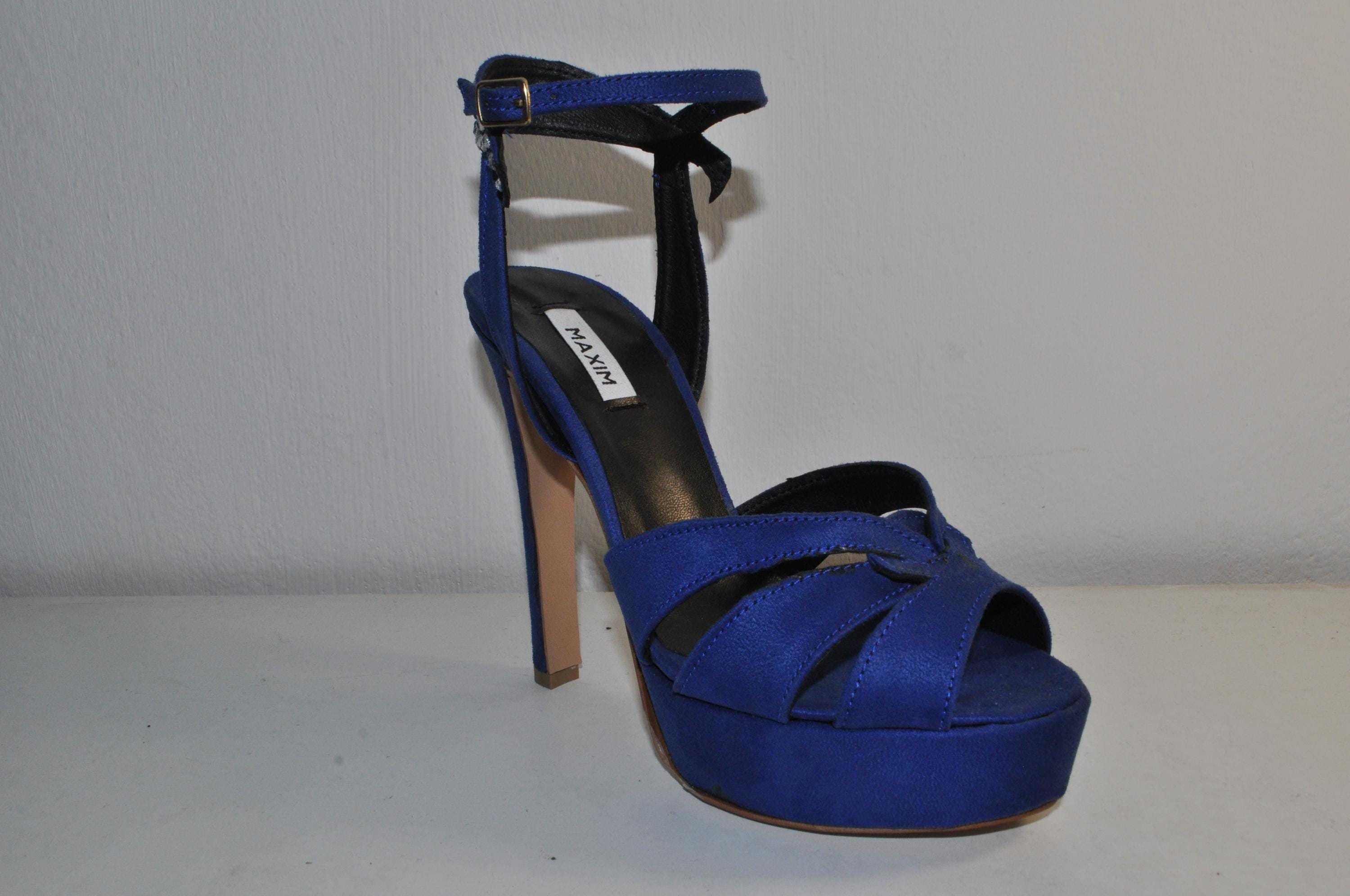 Women’s Blue Rhinestone High Heels: Elegant Evening Wedding Sandals