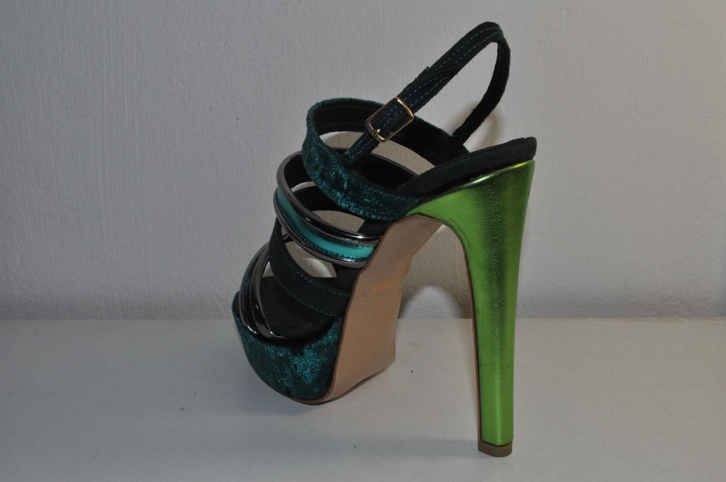 Chic Chunky High Heels: Women’s Evening Sandals in Mixed Materials