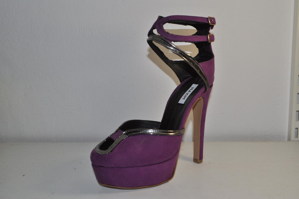 Elegant Purple Leather Heels: Handmade Evening Sandals