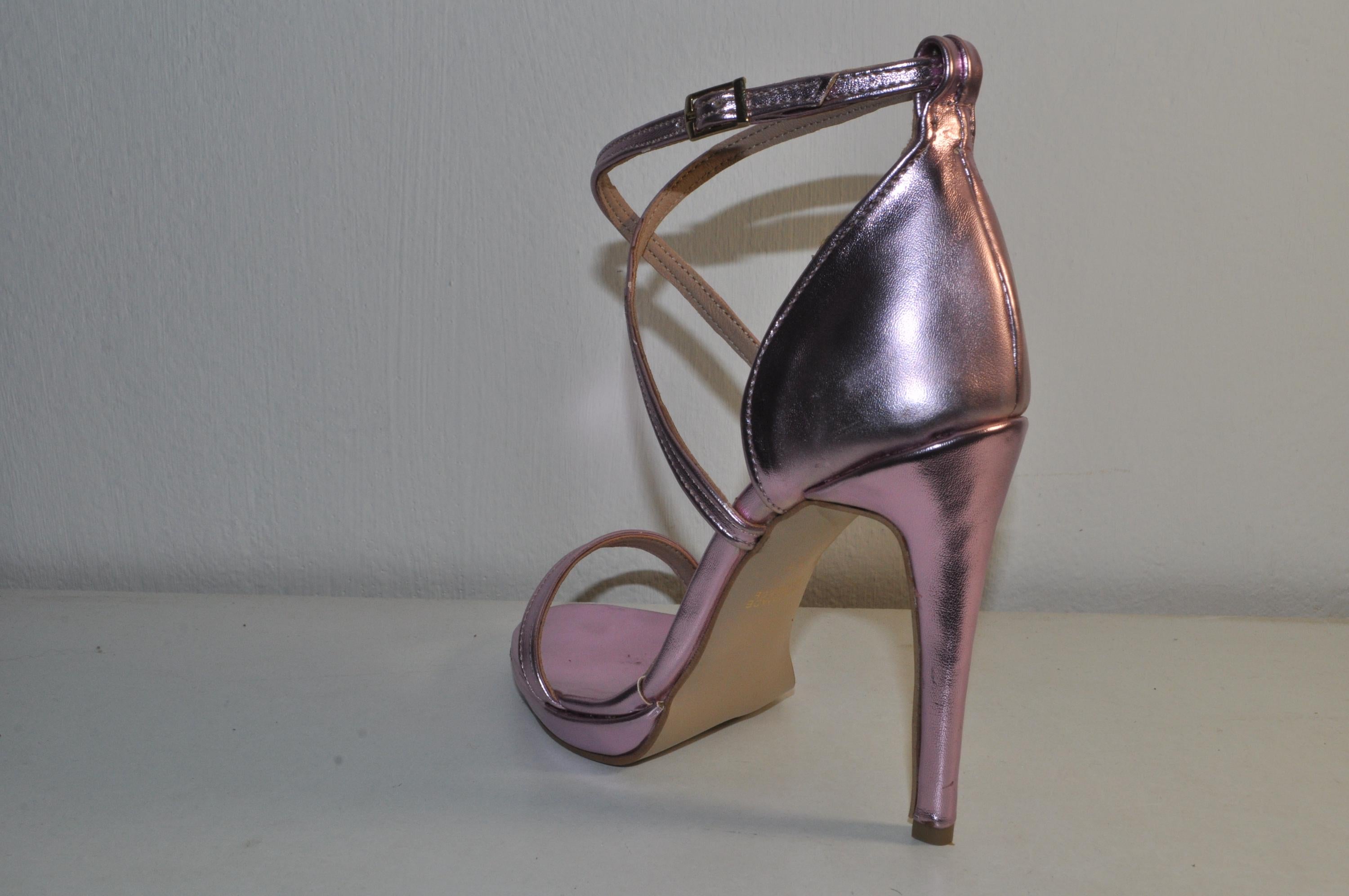 “Luxury Women’s Pink Handmade Leather High Heel Sandals – Elegant Evening Heels”