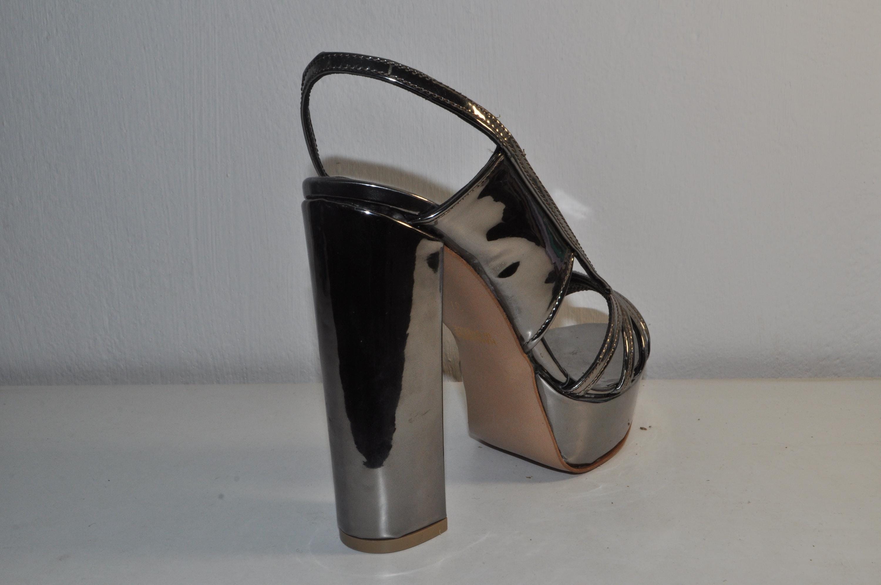 Luxury Mirror Leather Chunky Heels: Handmade Women’s Evening Sandals