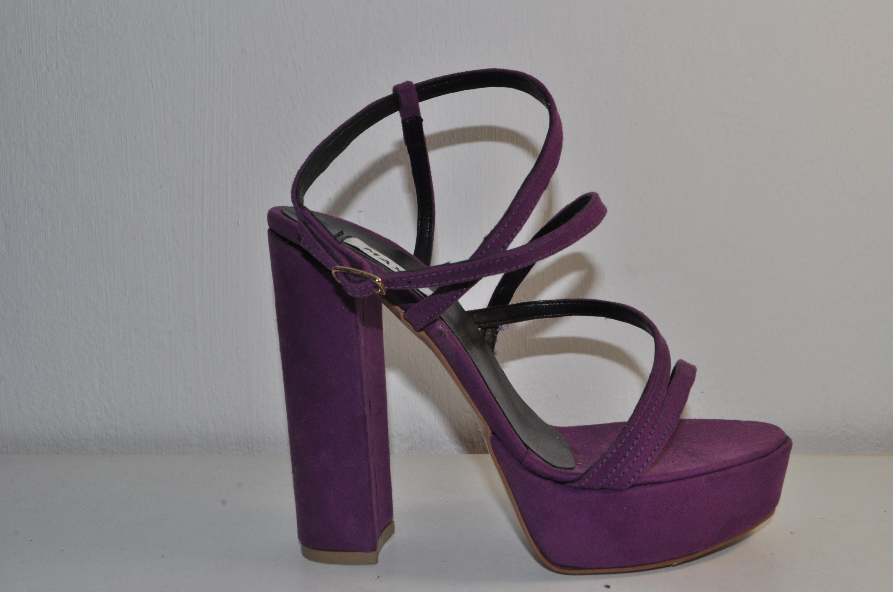 “Designer Women’s Olivia Purple Chunky Heel Sandals – Sophisticated Fashion Shoes”