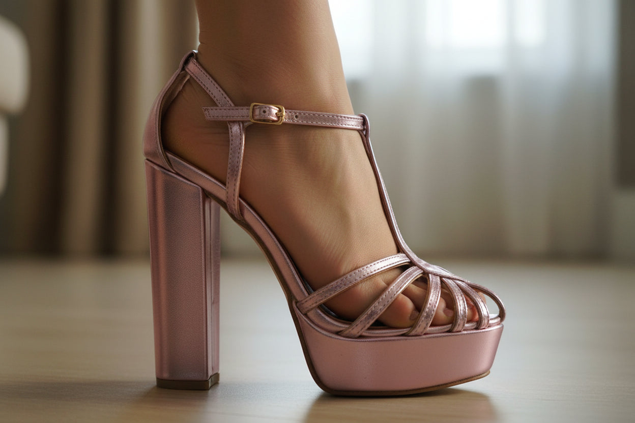 “Luxury Women’s Olivia Pink High Heel Sandals – Chunky Heel Wedding Heels”