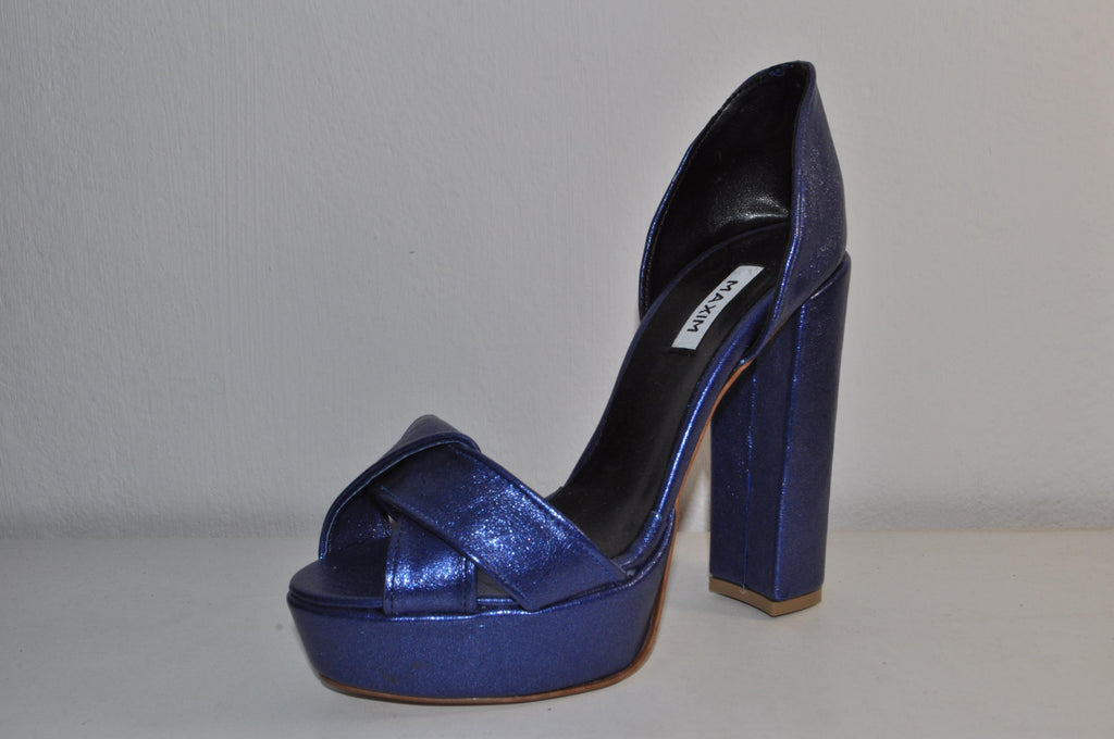 “Designer Women’s Olivia Blue Chunky Heel Sandals – Handmade Leather Shoes”
