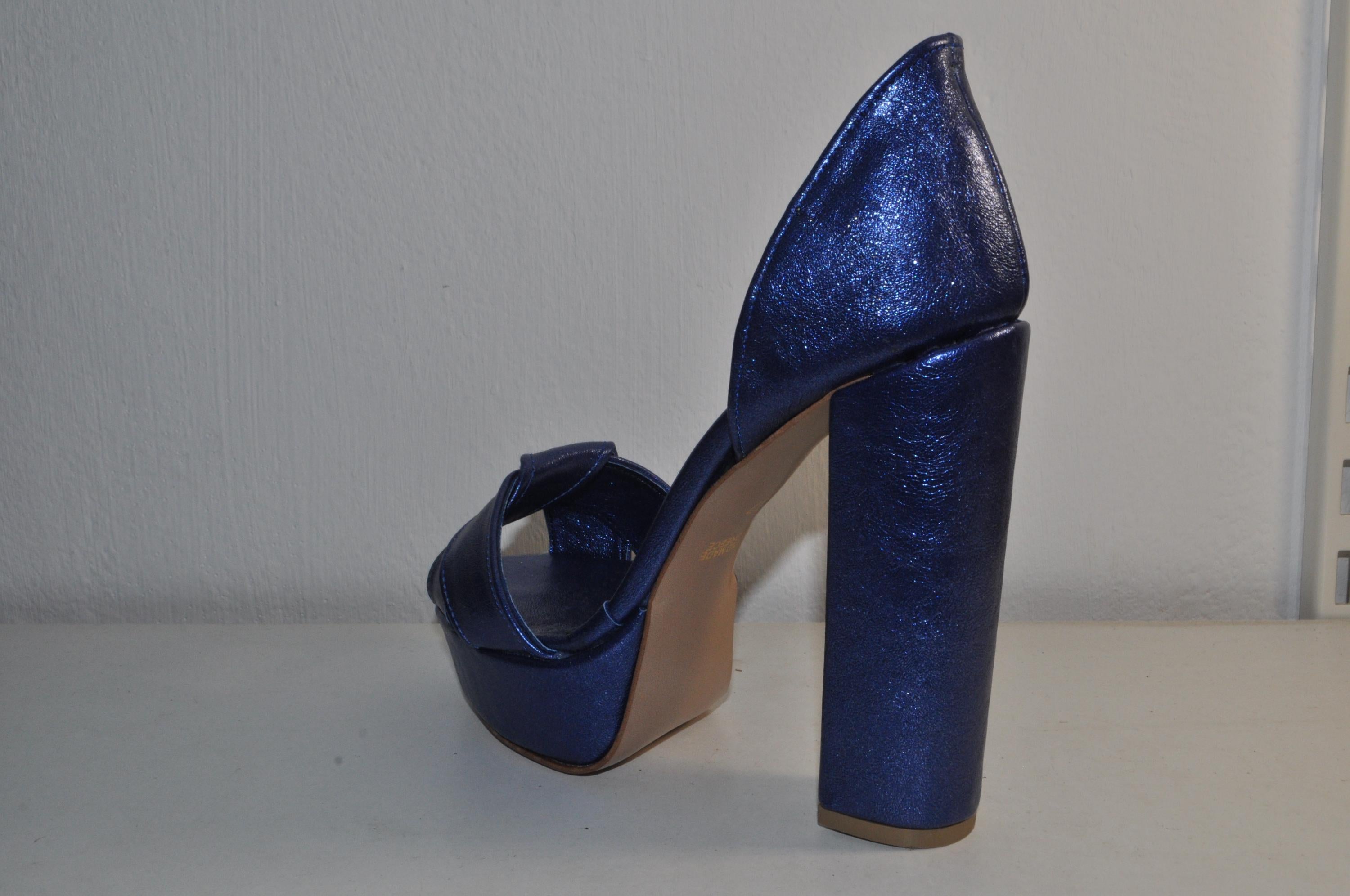 “Designer Women’s Olivia Blue Chunky Heel Sandals – Handmade Leather Shoes”