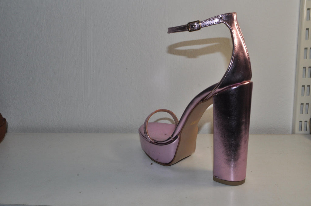 “Women’s Olivia Pink Leather Chunky Heel Platform Sandals – Chic Luxury Evening Heels”