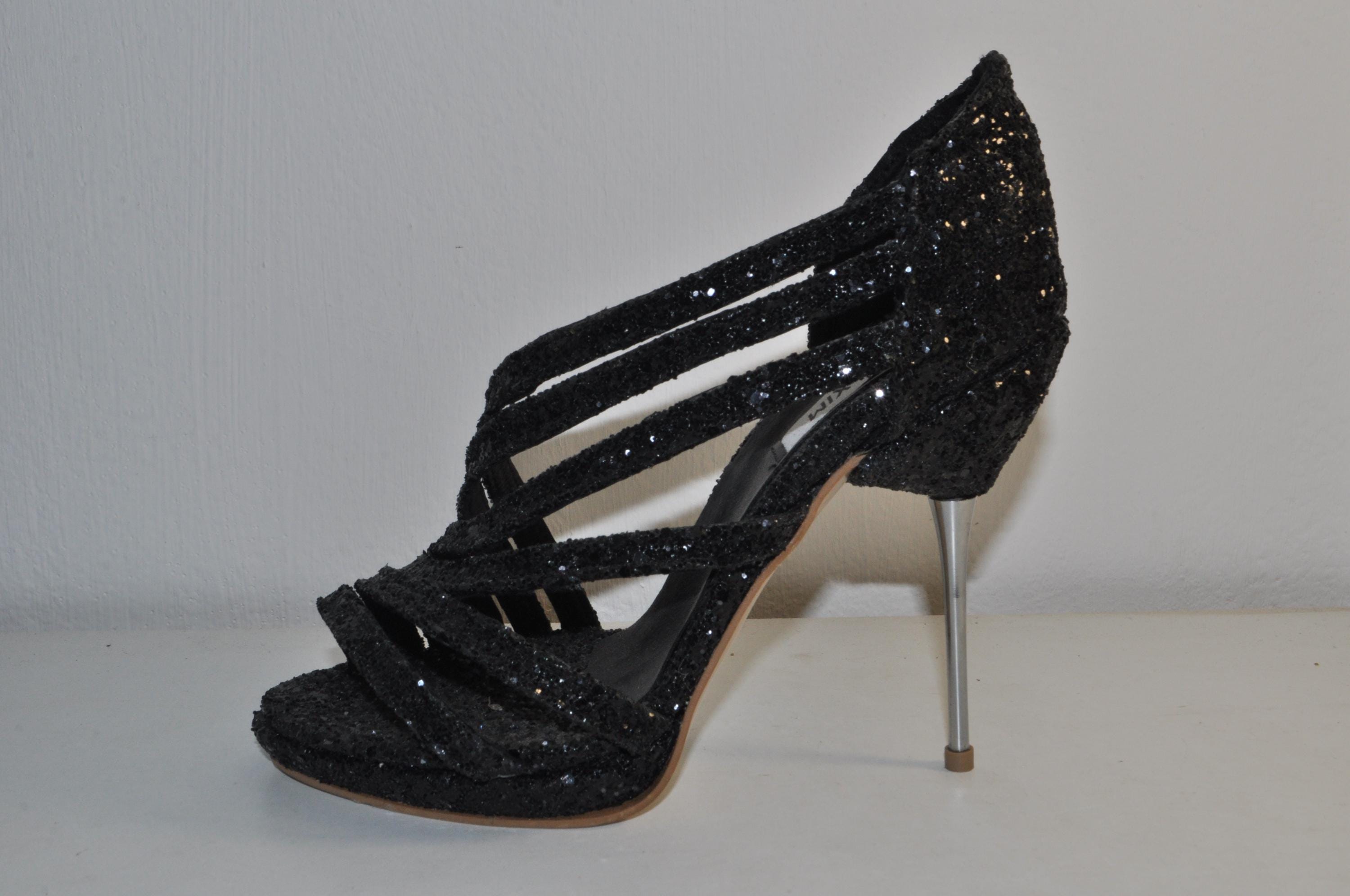 Women’s Black Glitter Stilettos: Designer Evening Shoes