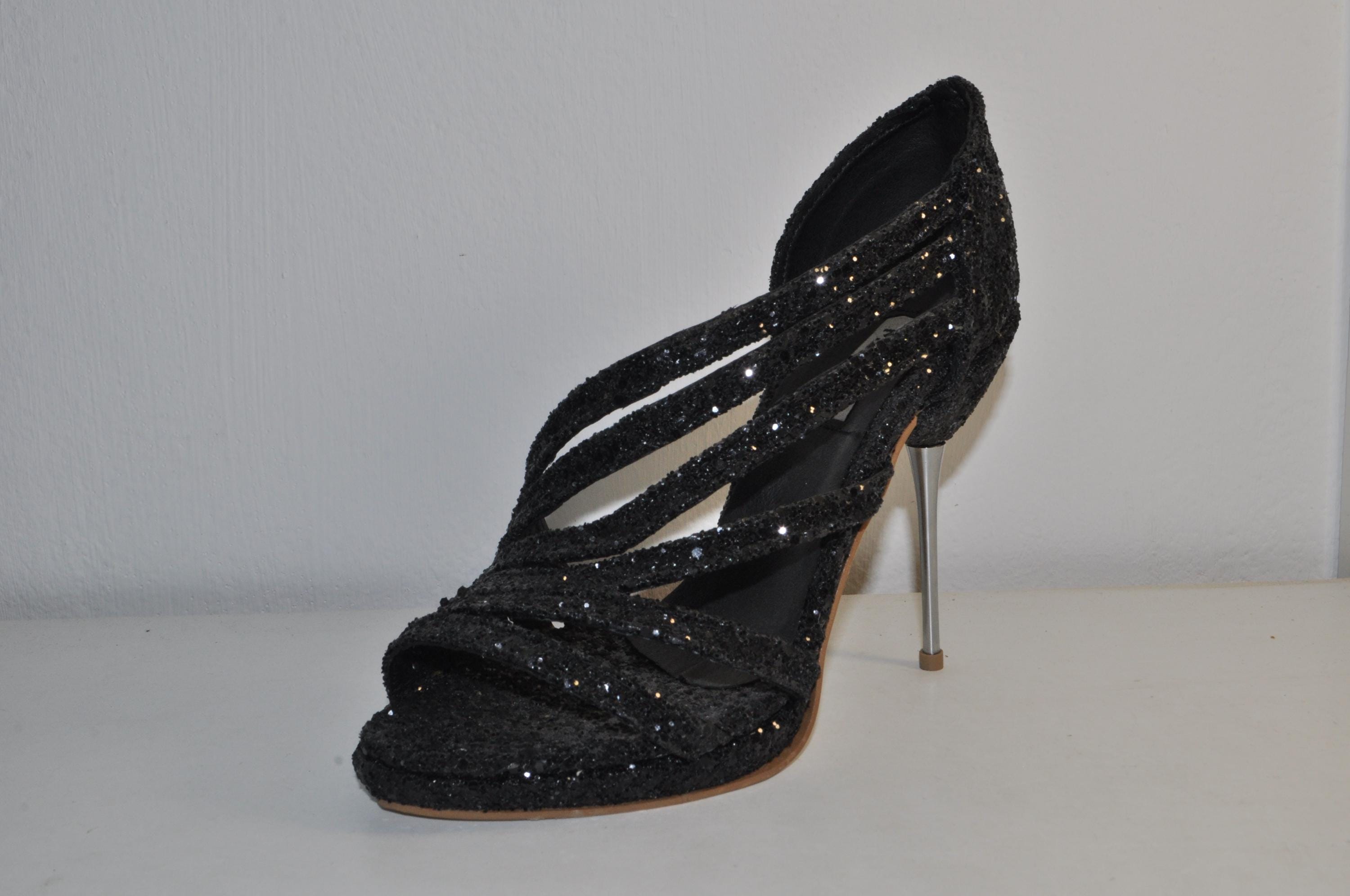 Women’s Black Glitter Stilettos: Designer Evening Shoes
