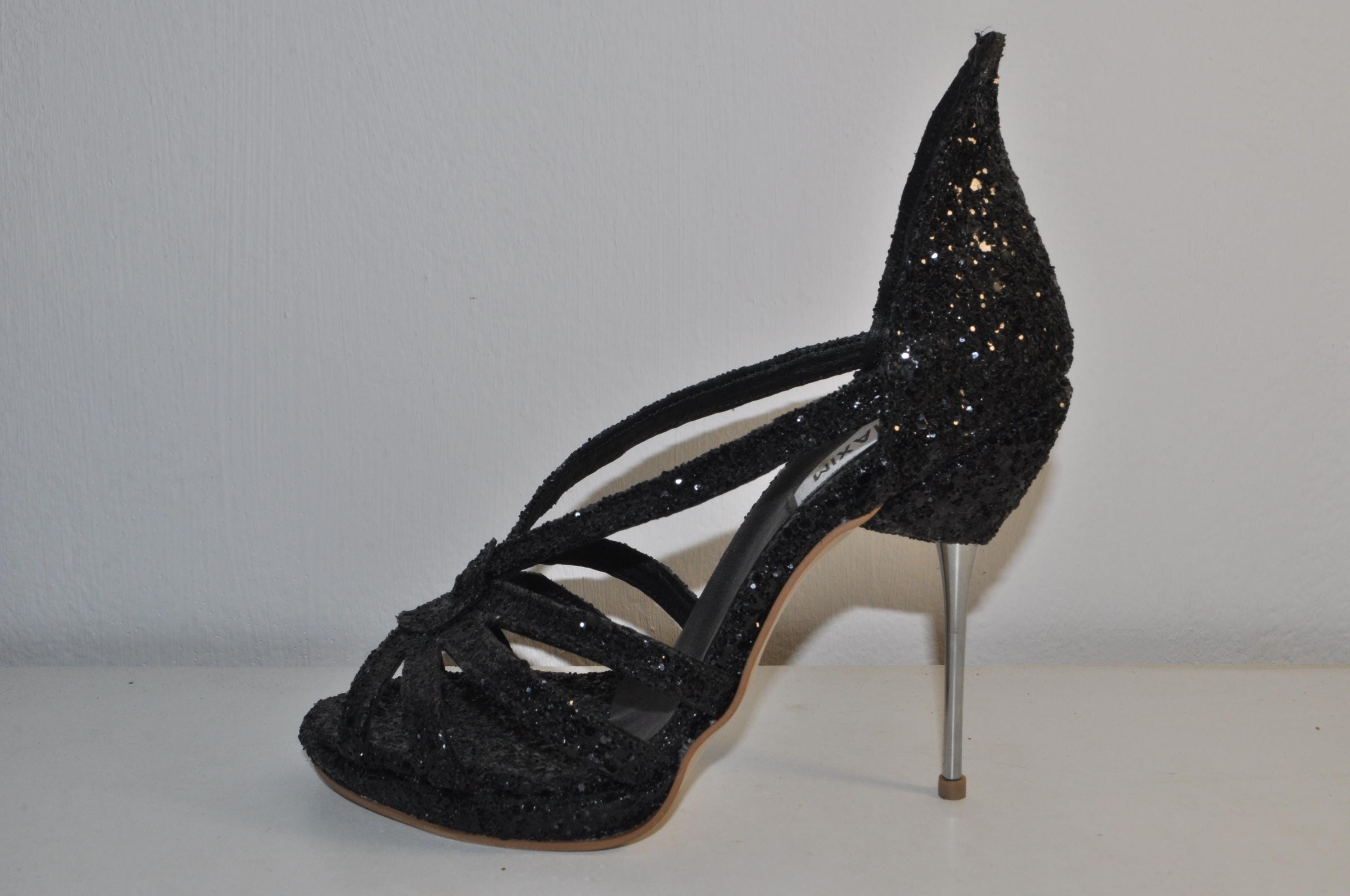 Luxury Black Glitter Stiletto Heels: Women’s Wedding Sandals