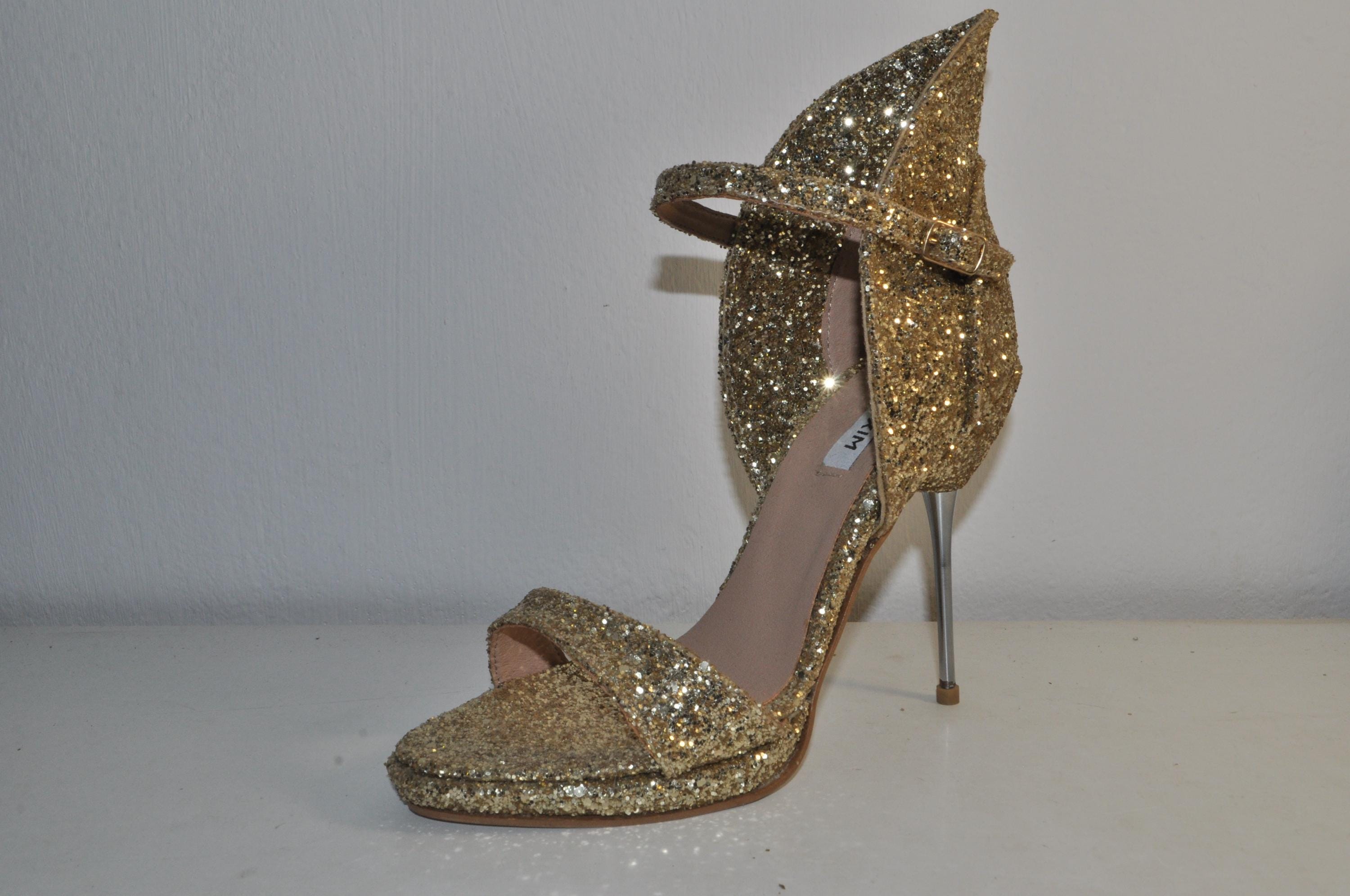 Gold Glitter Handmade Stilettos: Elegant Bridal Shoes