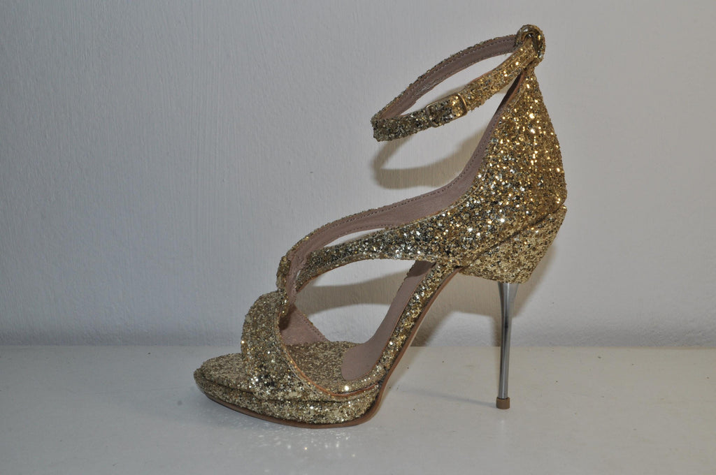Bridal Gold Glitter Stilettos – Handmade Wedding Evening Heels