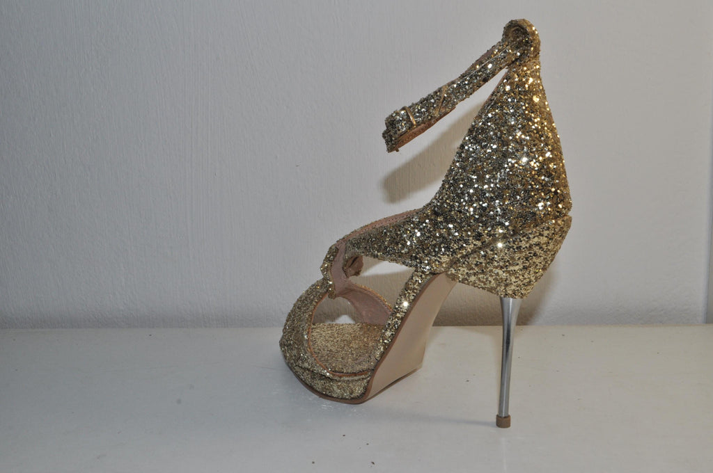 Bridal Gold Glitter Stilettos – Handmade Wedding Evening Heels