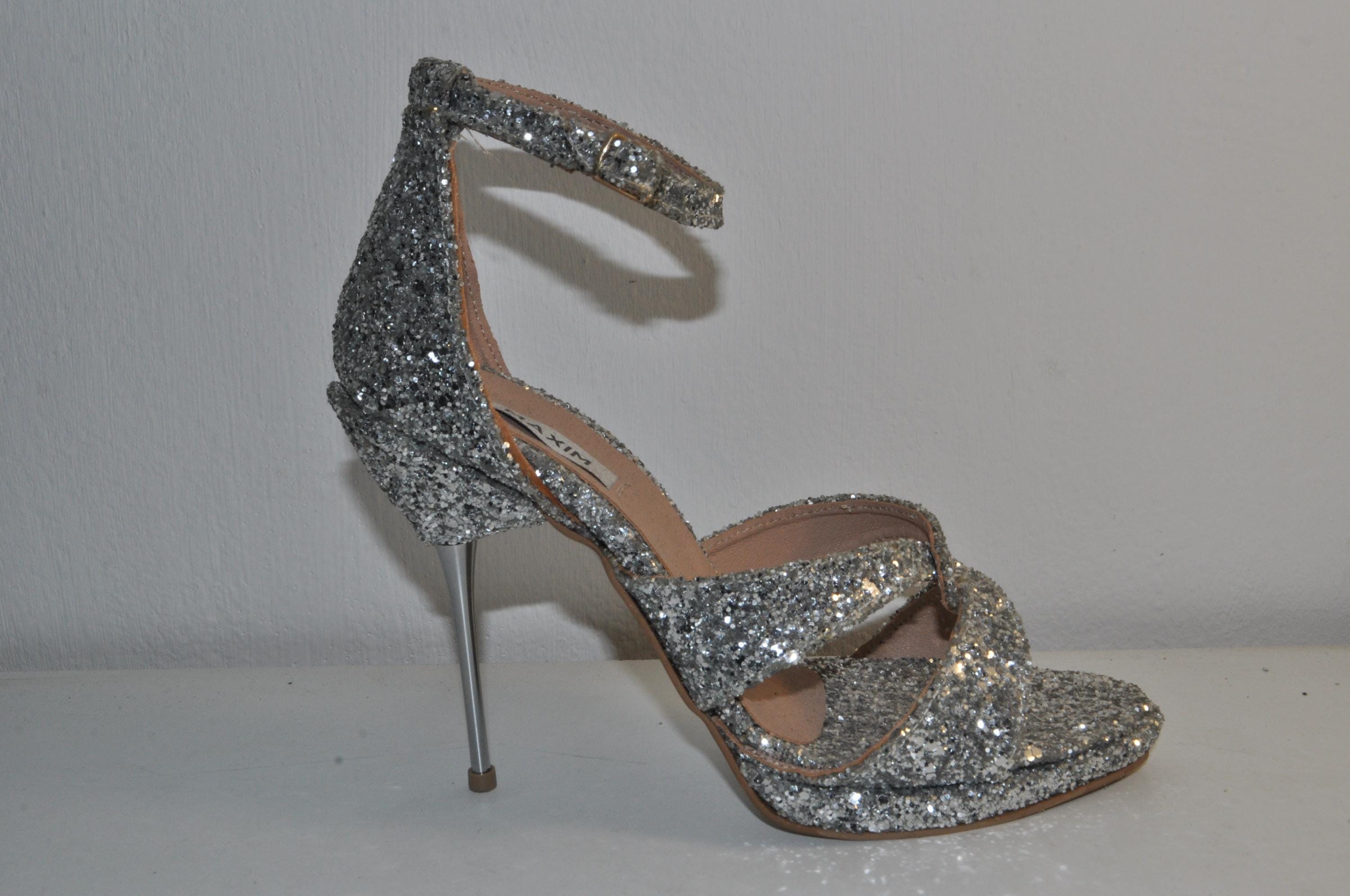 Silver Glitter Handmade Stilettos: Elegant Bridal Shoes