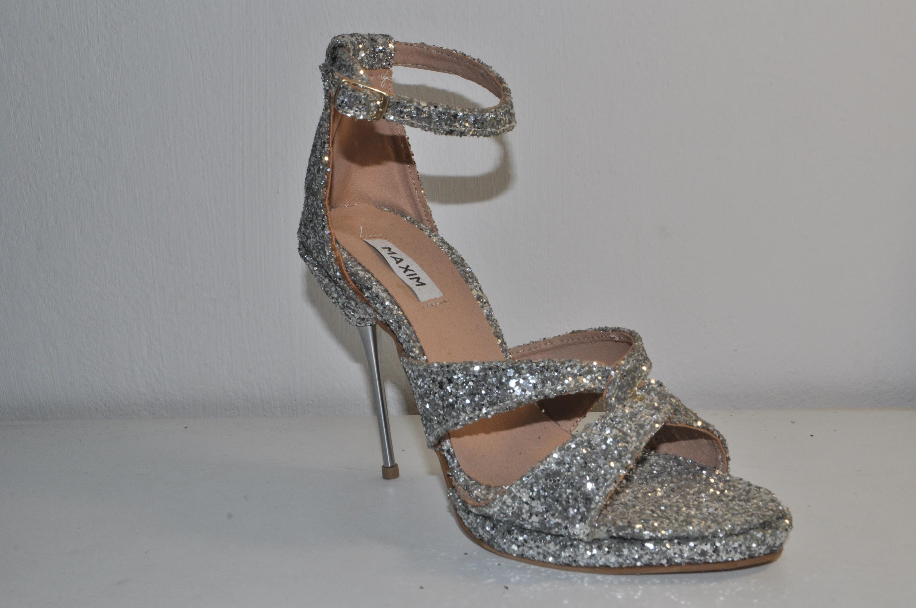 Silver Glitter Handmade Stilettos: Elegant Bridal Shoes