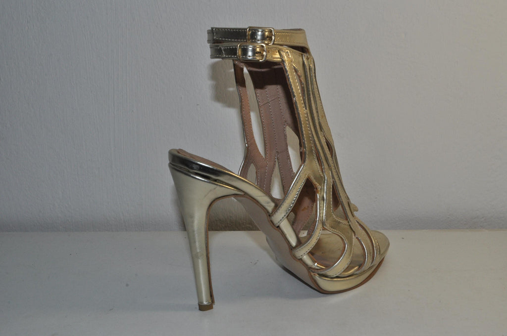 “Designer Women’s Gold High Heel Sandals – Sophisticated Evening Heels”