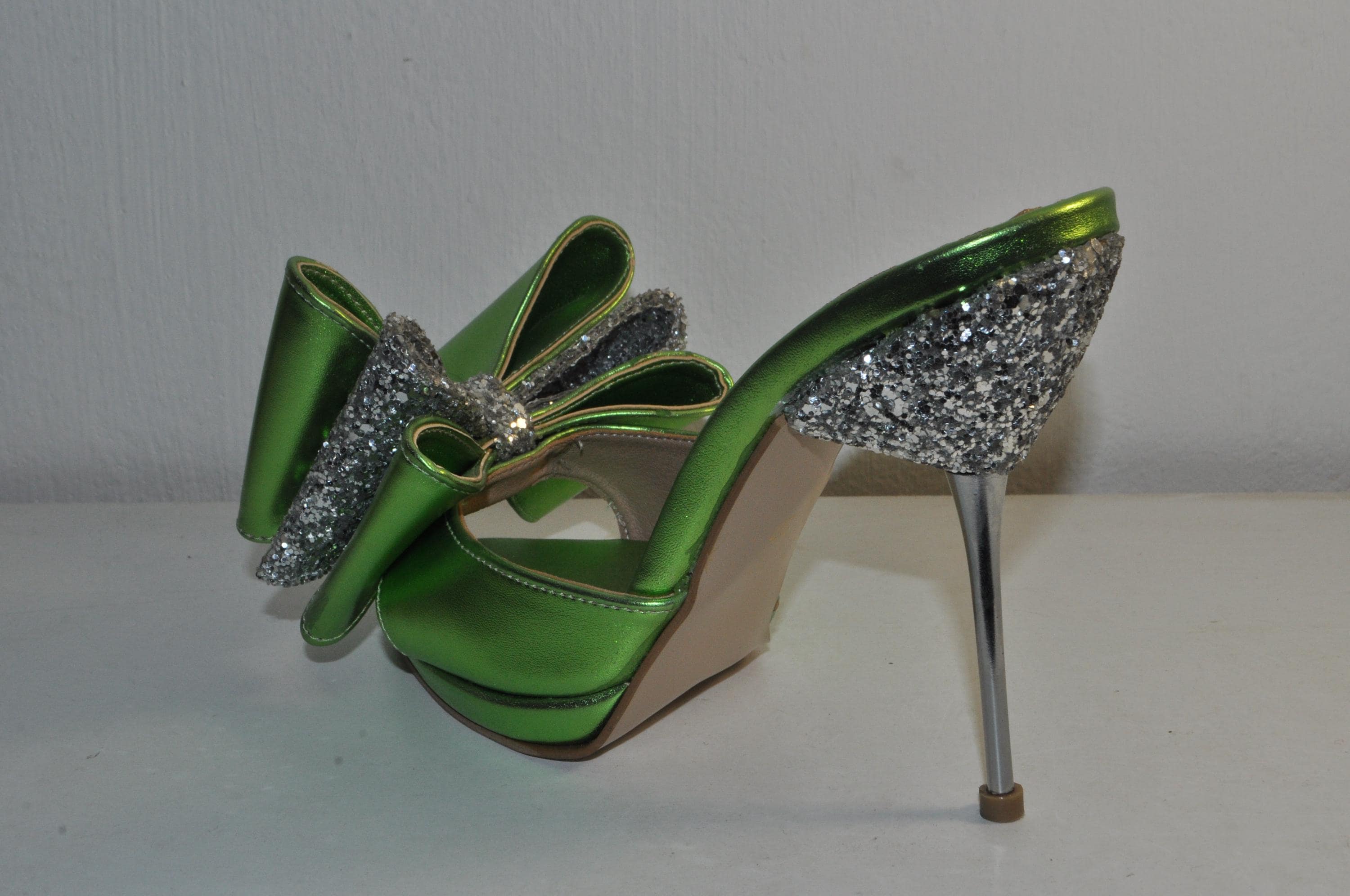 Chunky Green High Heels – Gabriella Sandals with Bow Detail