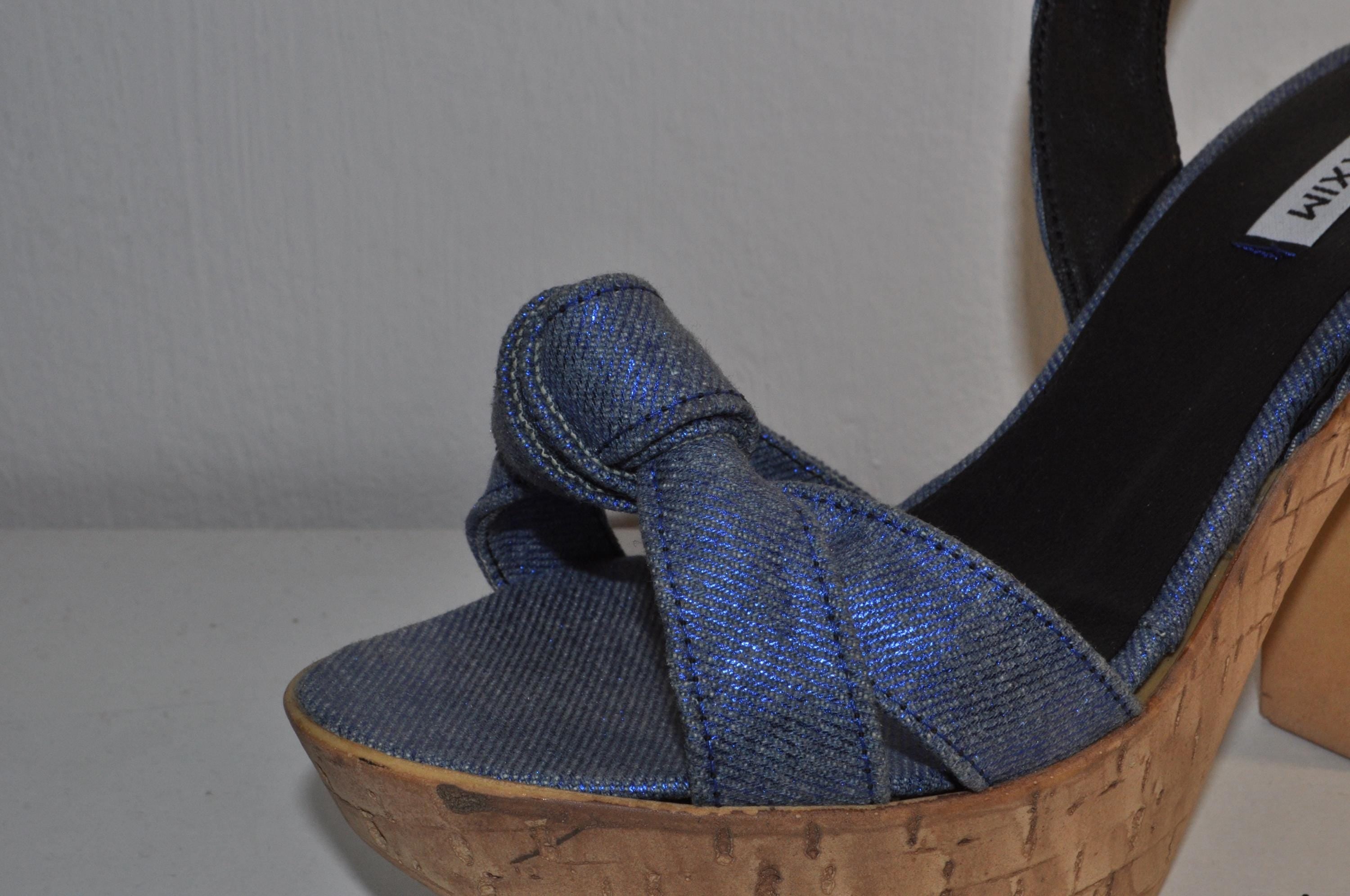 “Women’s Denim Chunky Heel Platform Sandals – Summer Fashion Shoes”