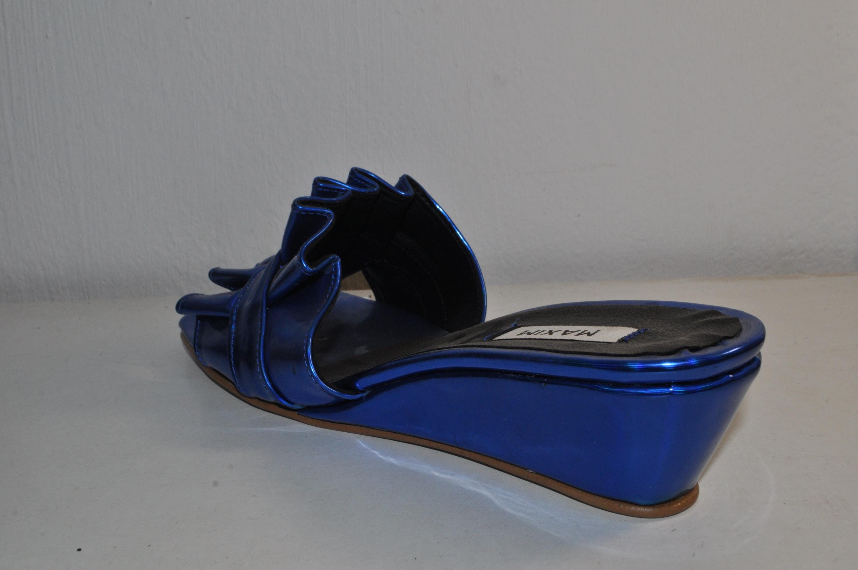 “Designer Women’s Bianca 03 Blue Chunky Heel Sandals – Stylish Handmade Evening Heels”