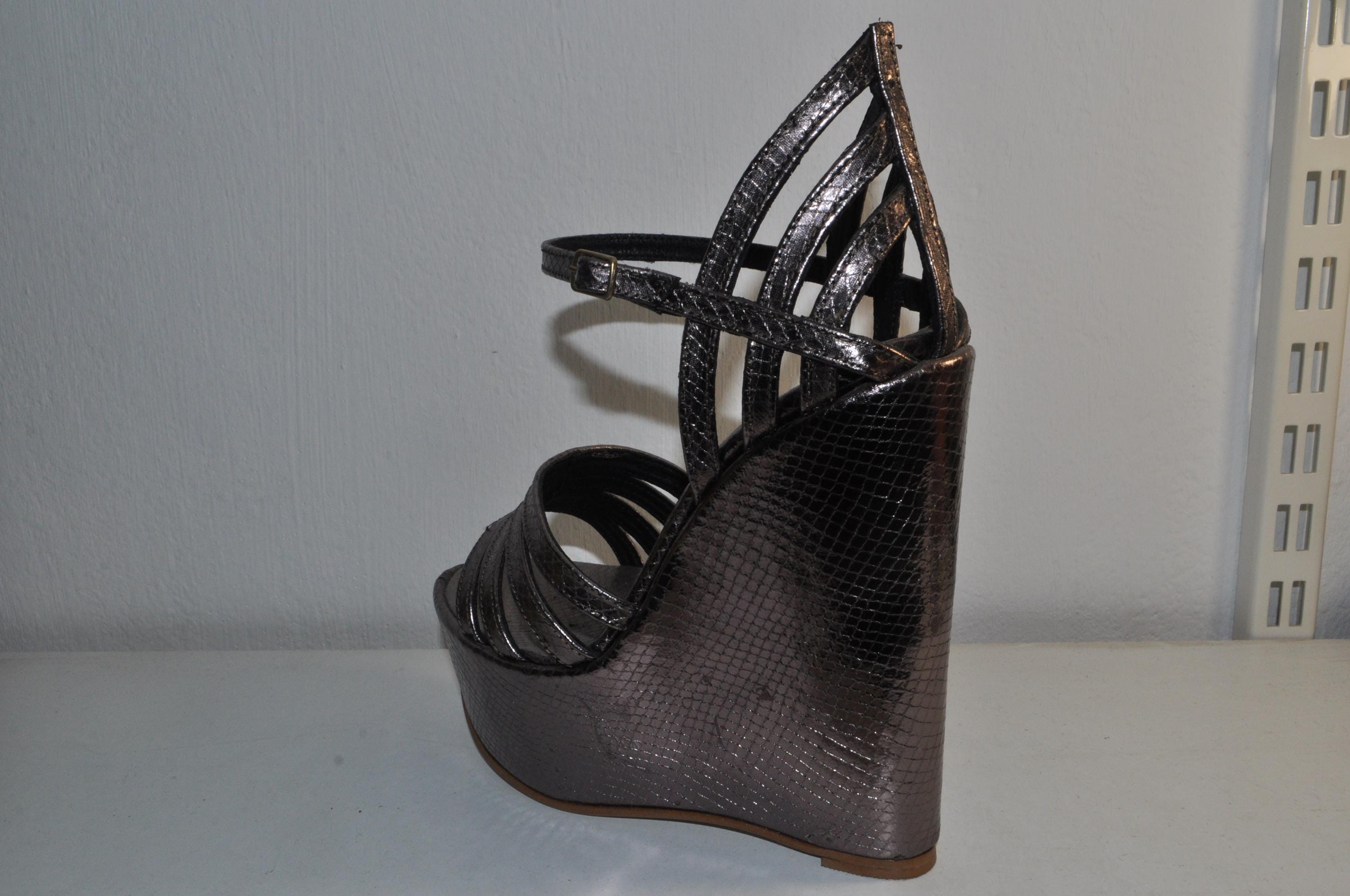 “Women’s Handmade Leather Wedge Heel Sandals – Stylish Luxury Evening Shoes”